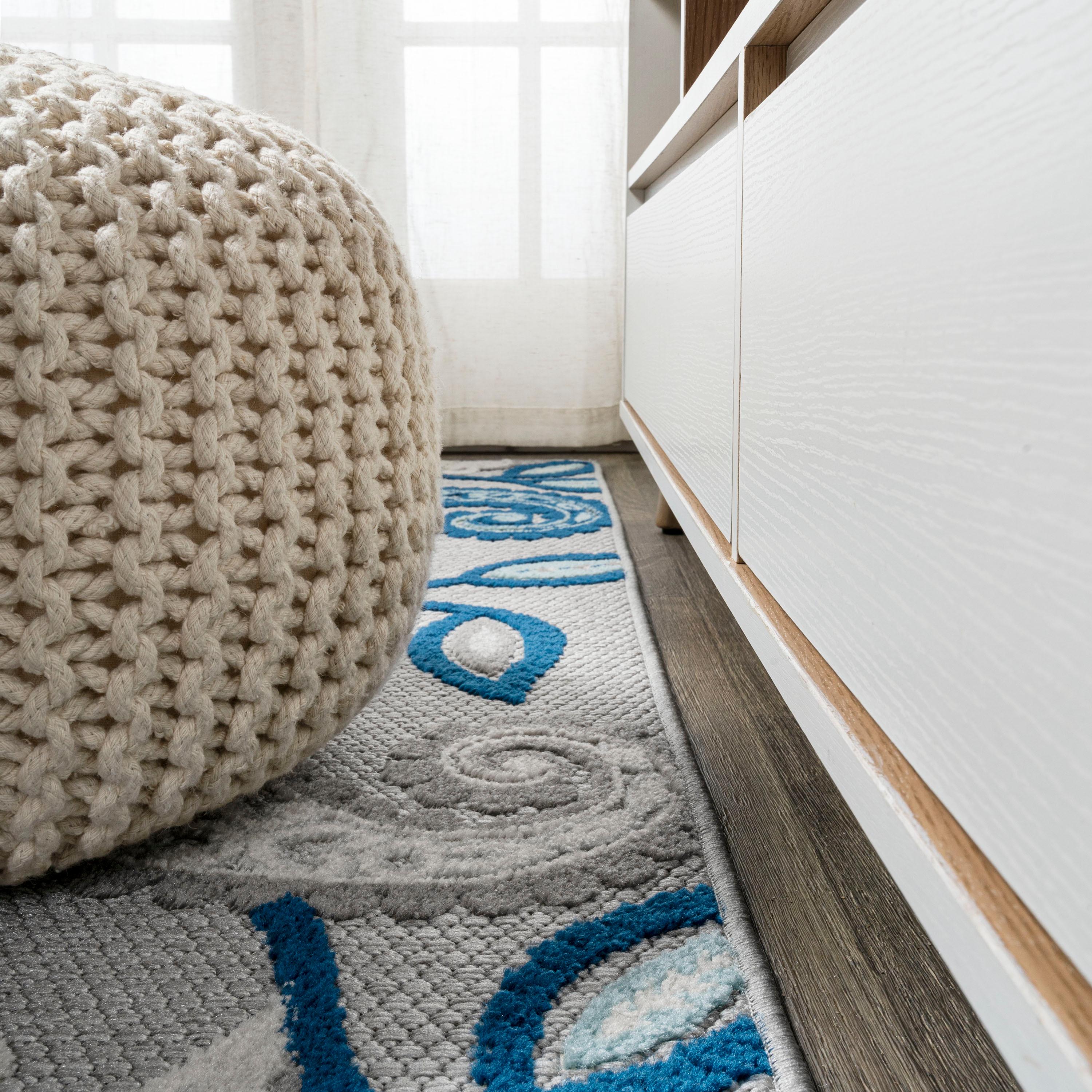5'x8' Julien Paisley High-Low Indoor/Outdoor Area Rug, Blue/Light Gray - JONATHAN Y