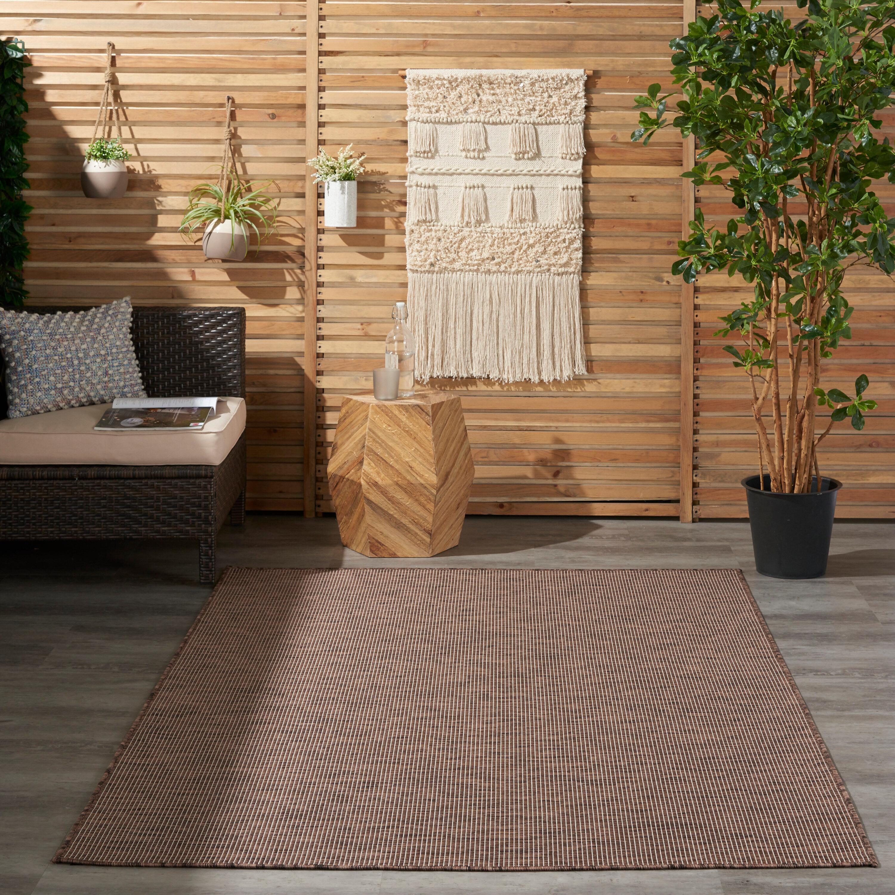 Ebern Designs Southwestern Machine Woven Polypropylene Indoor / Outdoor Area Rug in Natural
