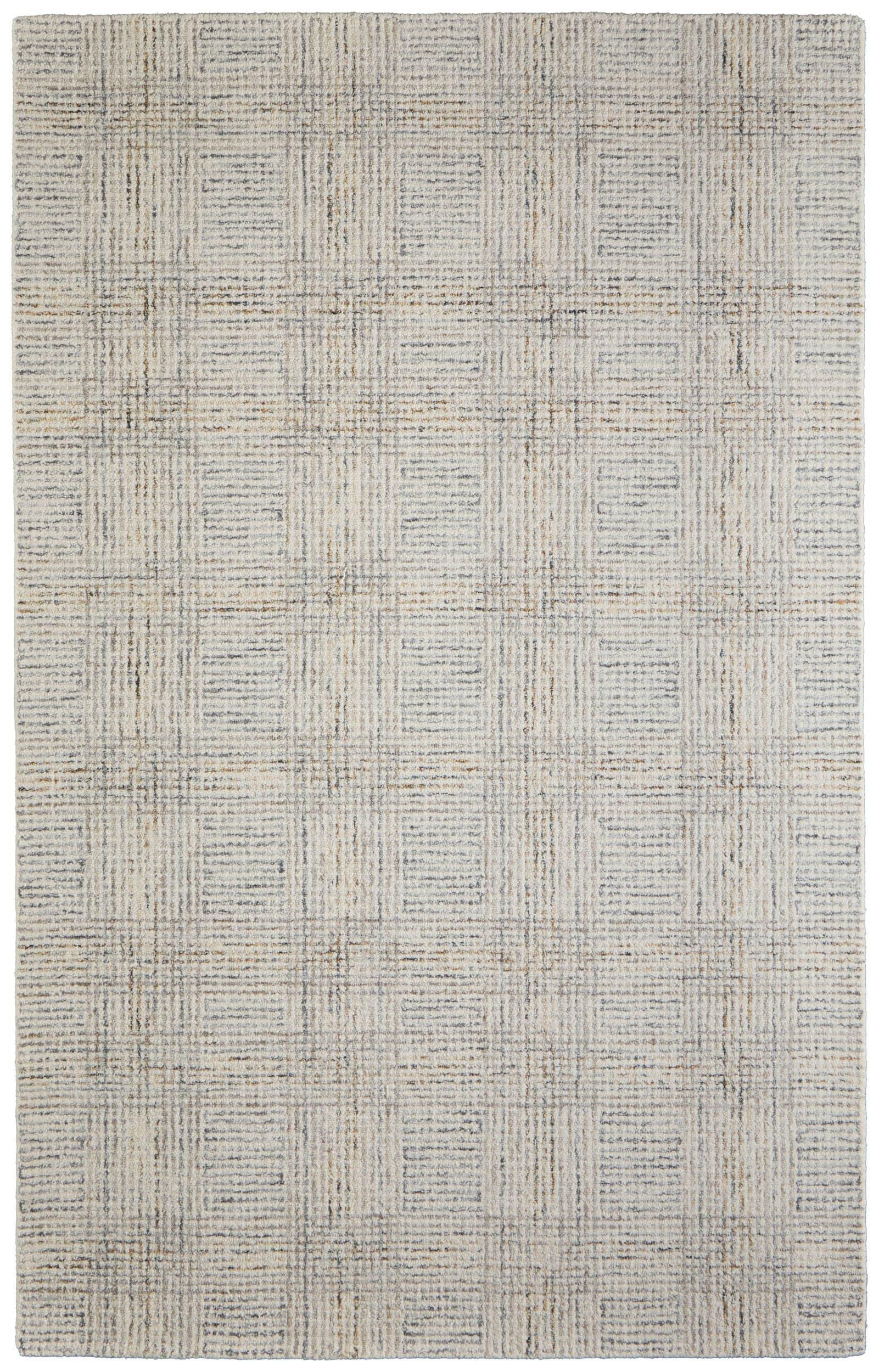 Feizy Belfort Transitional Geometric, Ivory/Gray/Tan, 2' x 3' Accent Rug Easy Care Stain Resistant Water Resistant Casual Solid Design Carpet for Living Dining Bed Room