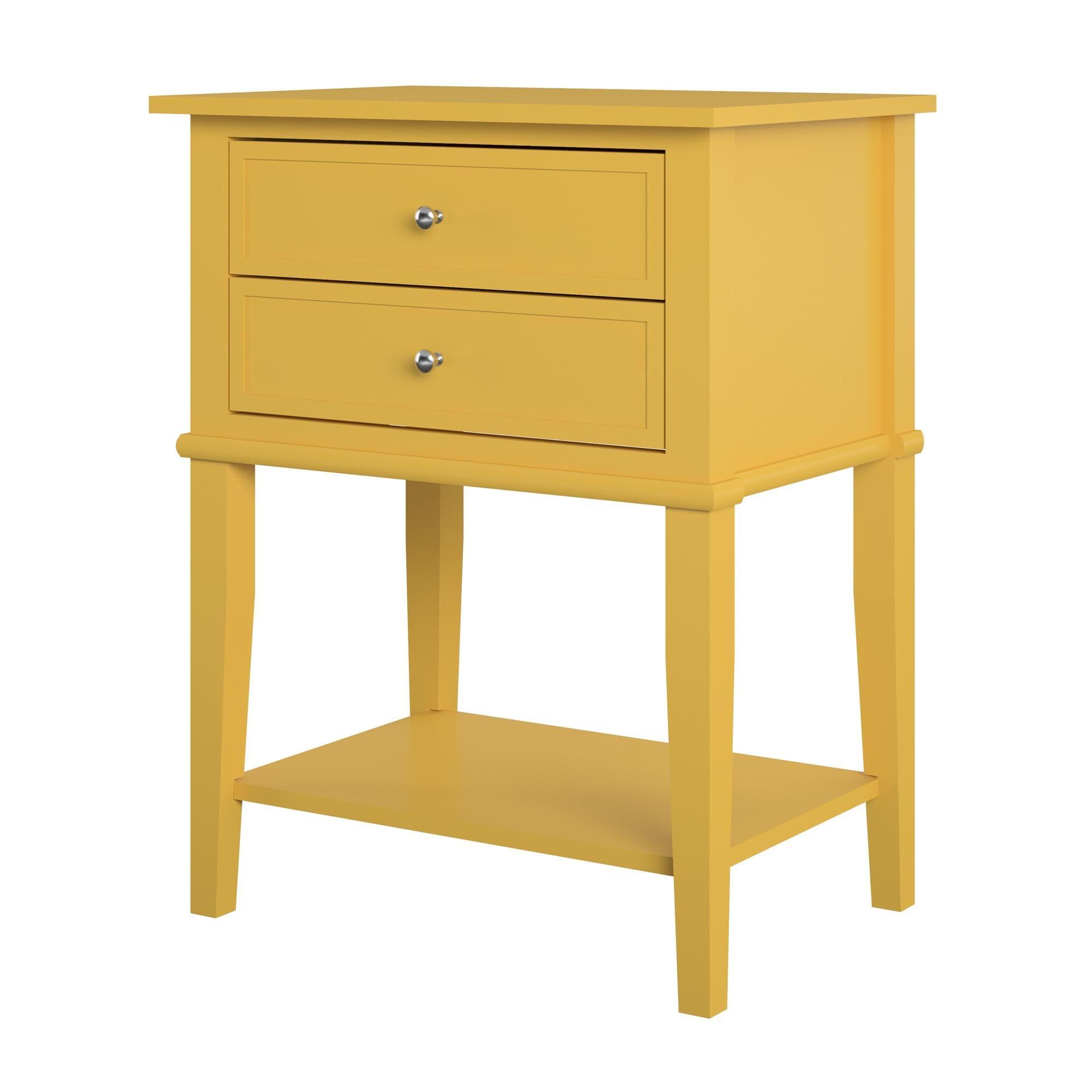 Ameriwood Home Franklin Accent Table with 2 Drawers, Mustard Yellow