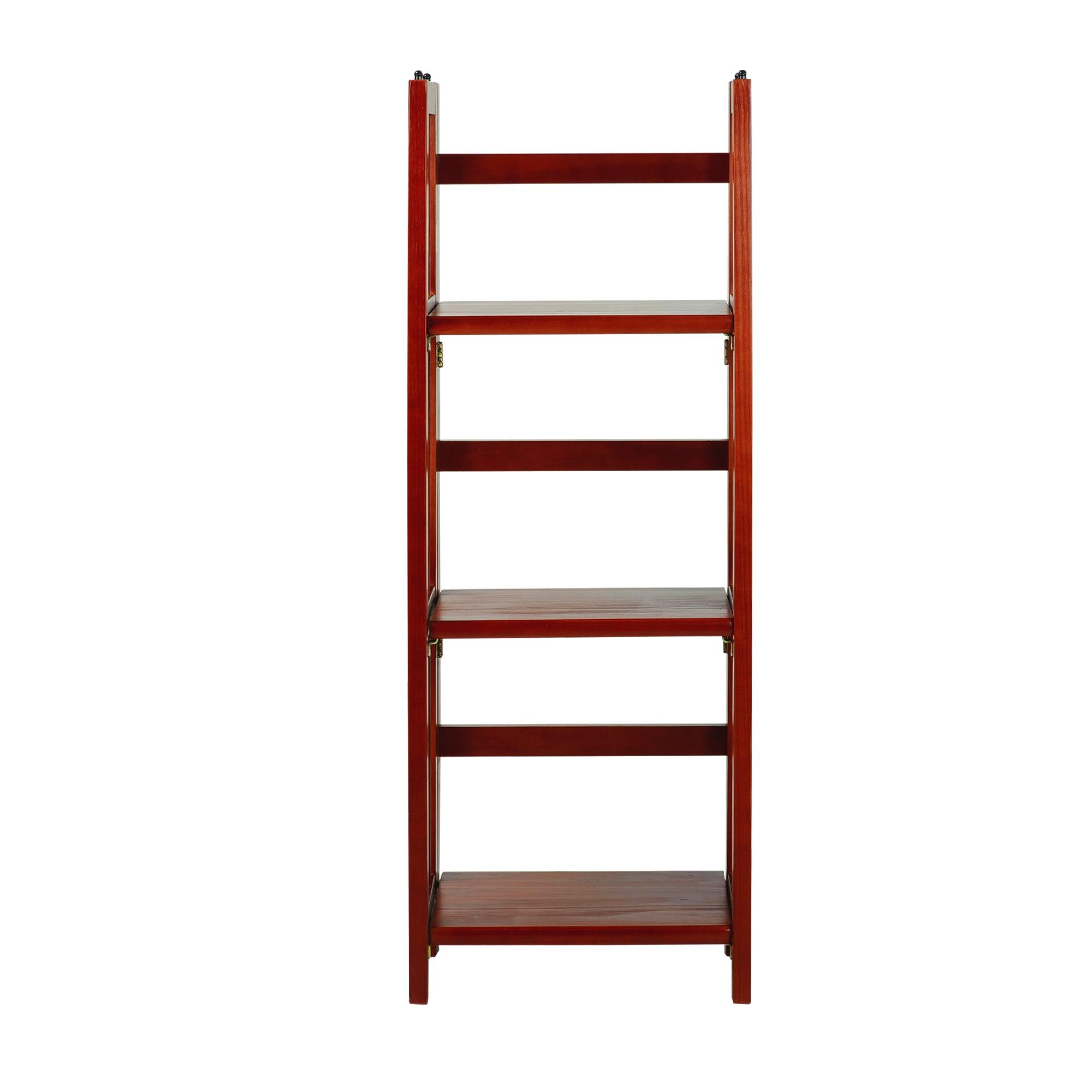 Casual Home 3 Shelf 14 Inch Folding Office Furniture Wood Bookcase, Mahogany