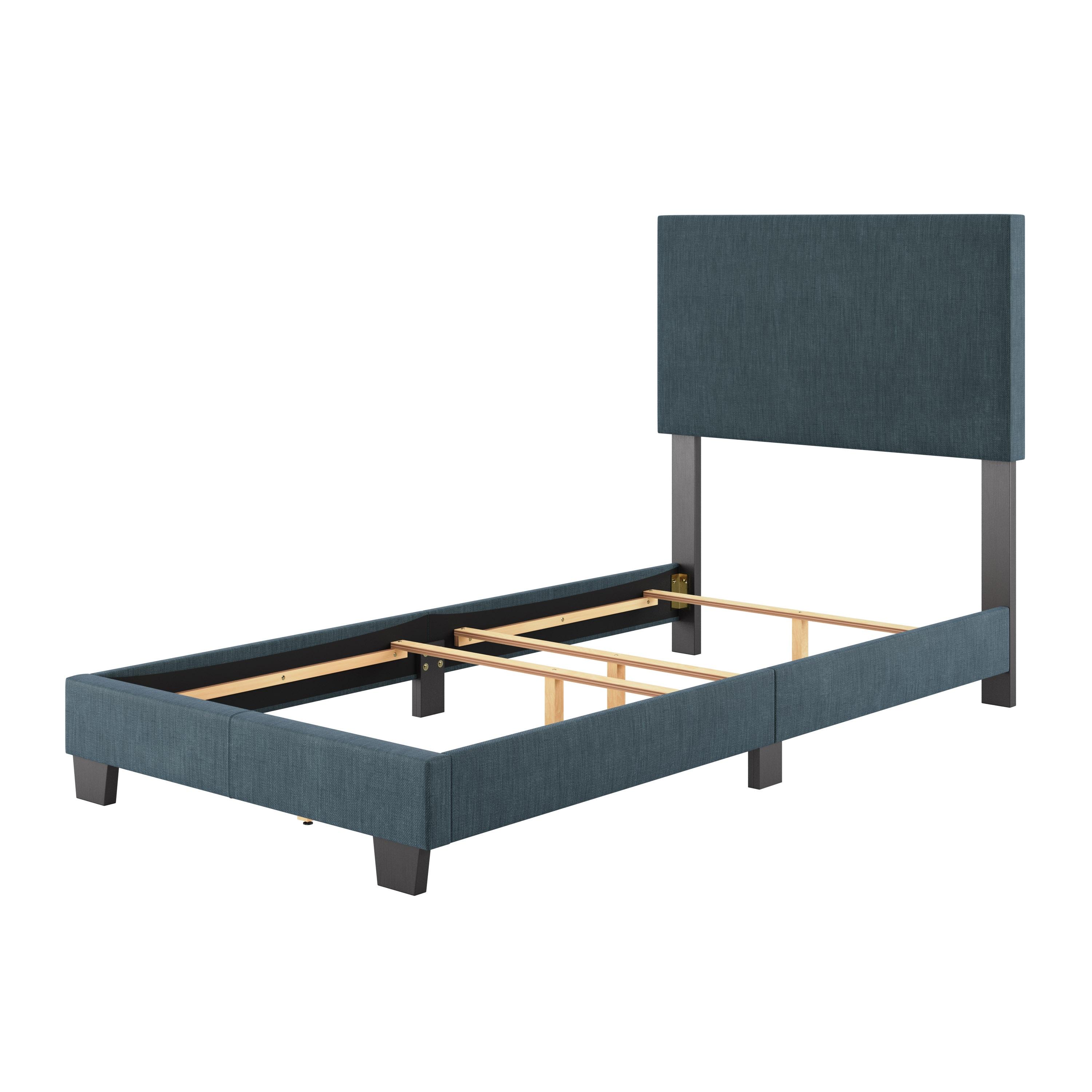 CorLiving Twin Celeste Modern Upholstered Bed Blue: Polyester Fabric, MDF & Wood Frame, Transitional Style