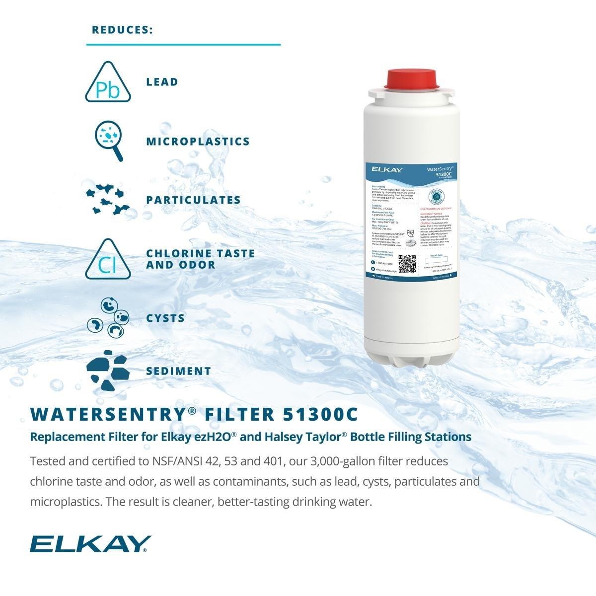 Elkay 51300C WaterSentry Plus Replacement Filter (Bottle Fillers), Single