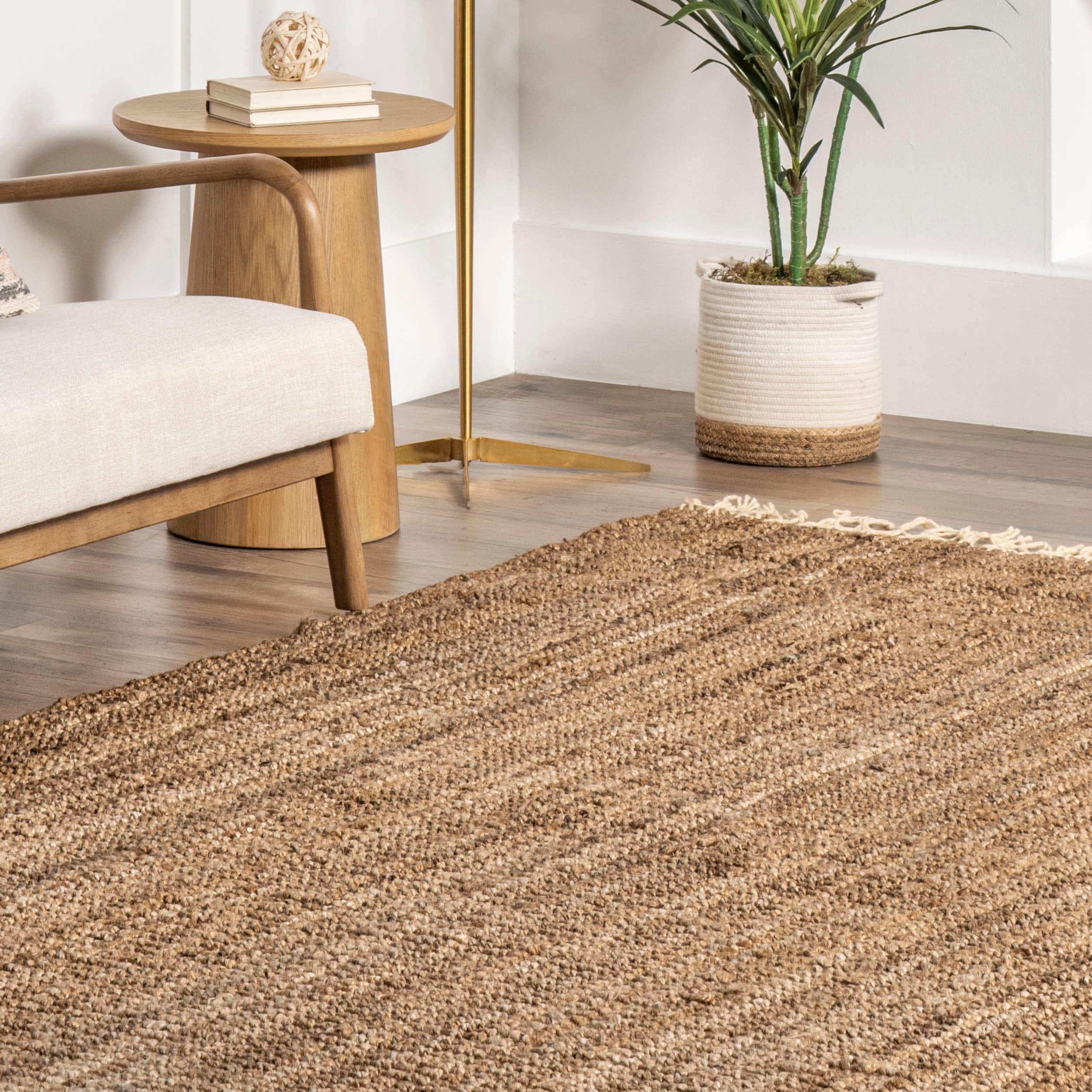 Nuloom Raleigh Solid 12x15 Wool Jute Indoor Area Rug for Dining Room Rug Neutral Rug Living Room Rug Kitchen, Natural