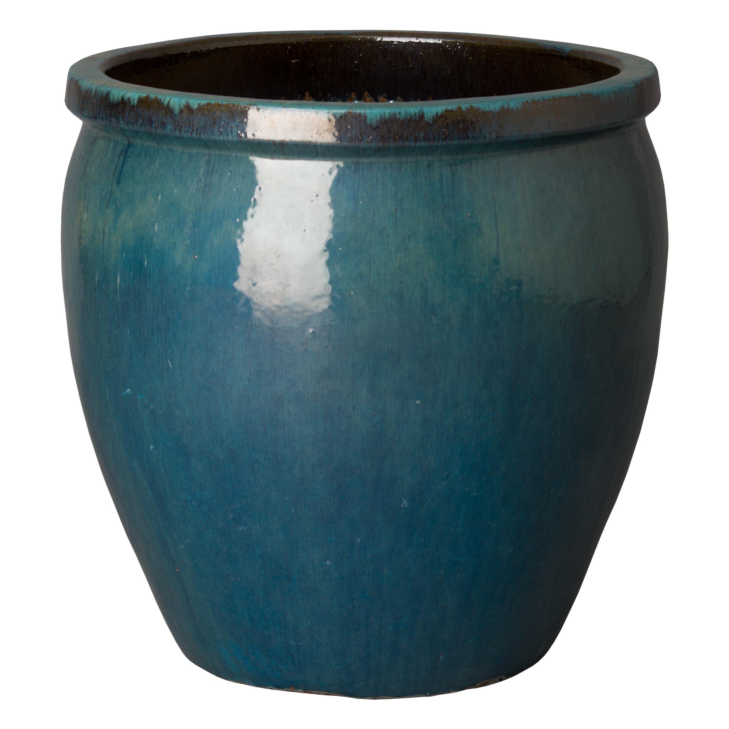 Emissary Round 26.0-in W Blue Ceramic Indoor/Outdoor Planter