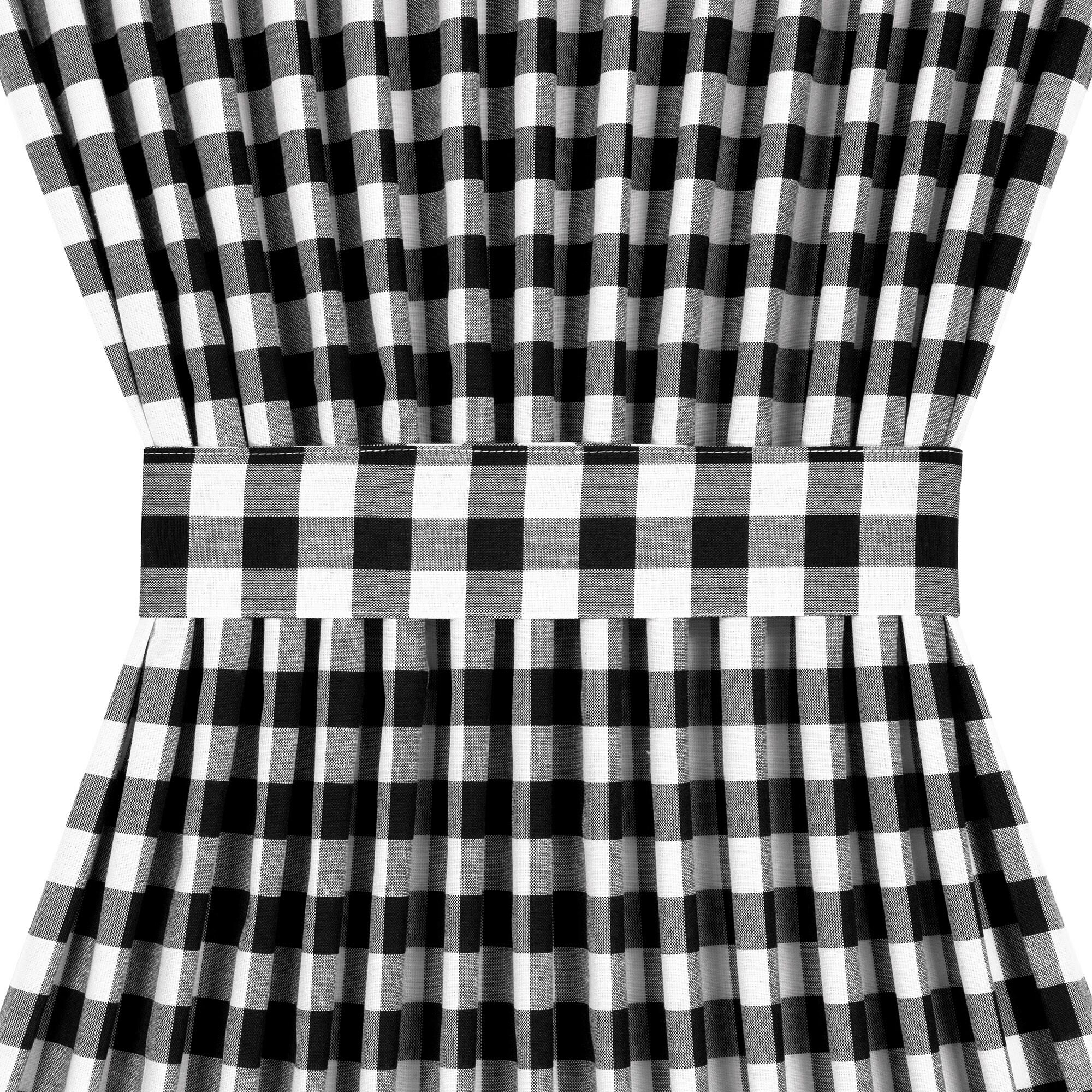 Achim Buffalo Check Indoor Polyester/Cotton Light Filtering Checkered Door Curtain Panel, Black/White, 54-in W x 40-in L