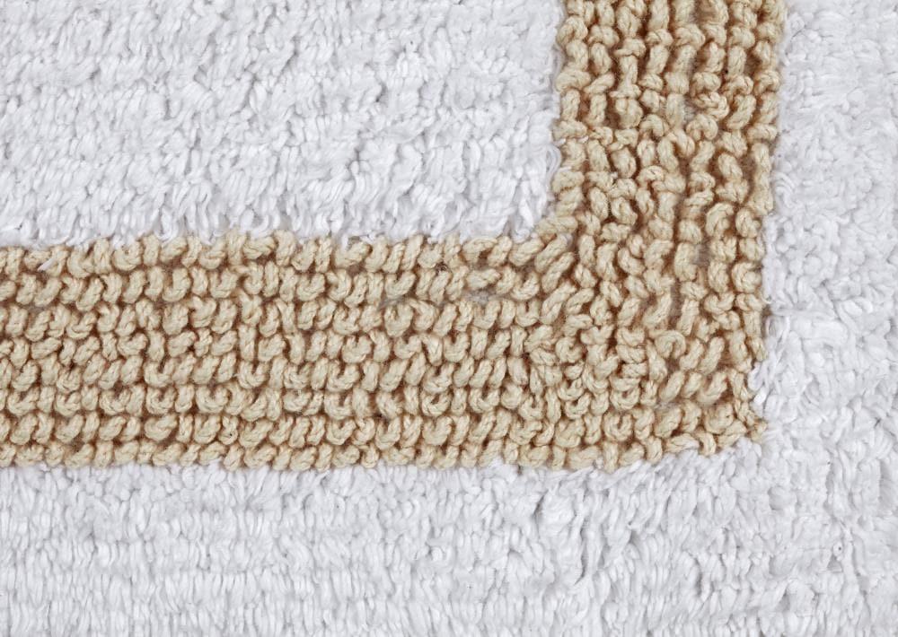Better Trends Hotel 100% Cotton Tufted Two Tone Reversible Bath Rug 17" x 24" Rectangle - White/Sand