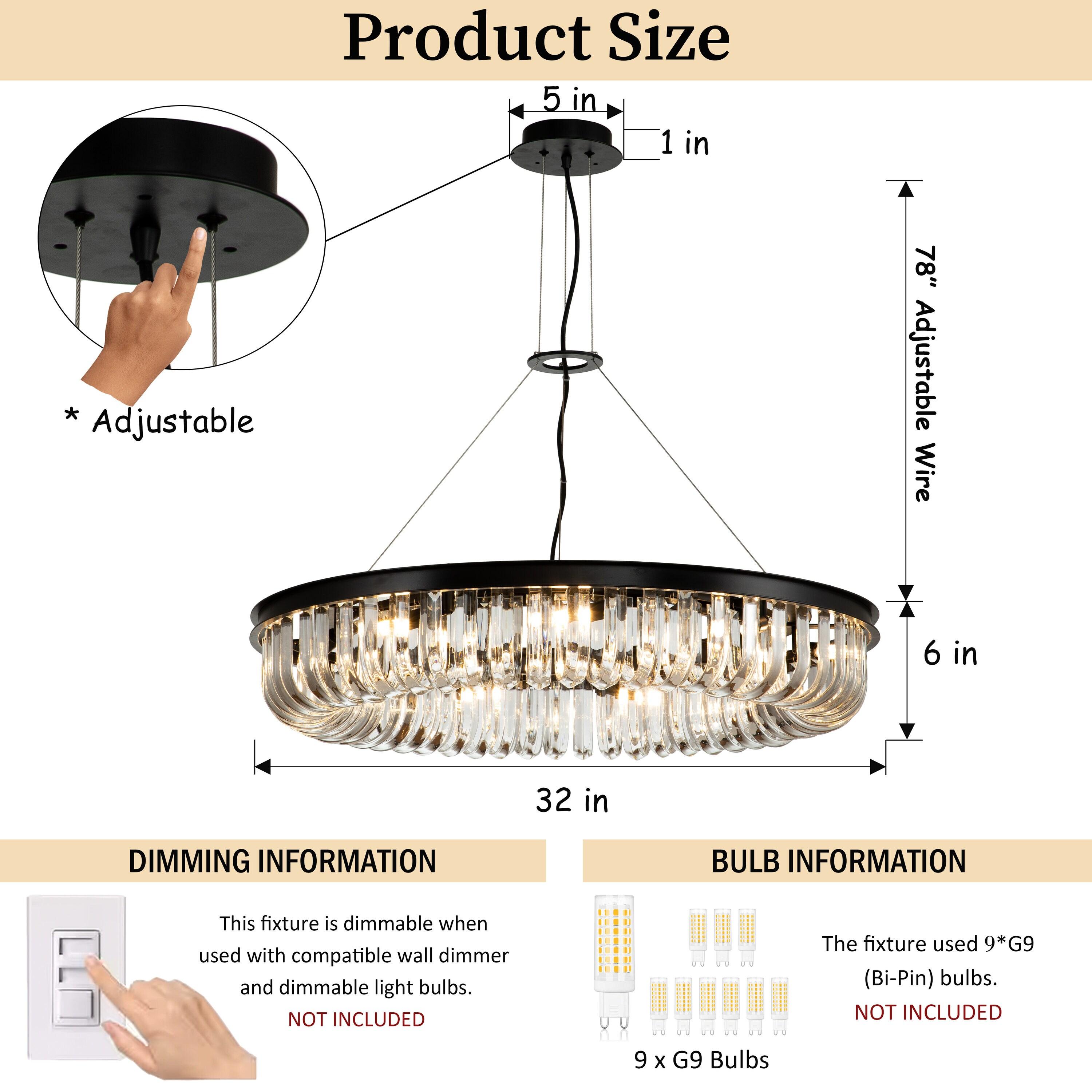 AloaDecor 8-Lights Modern Cylinder 25"  Wagon Wheel Matte Black Chandelier With Glass Accents - W:25.6"