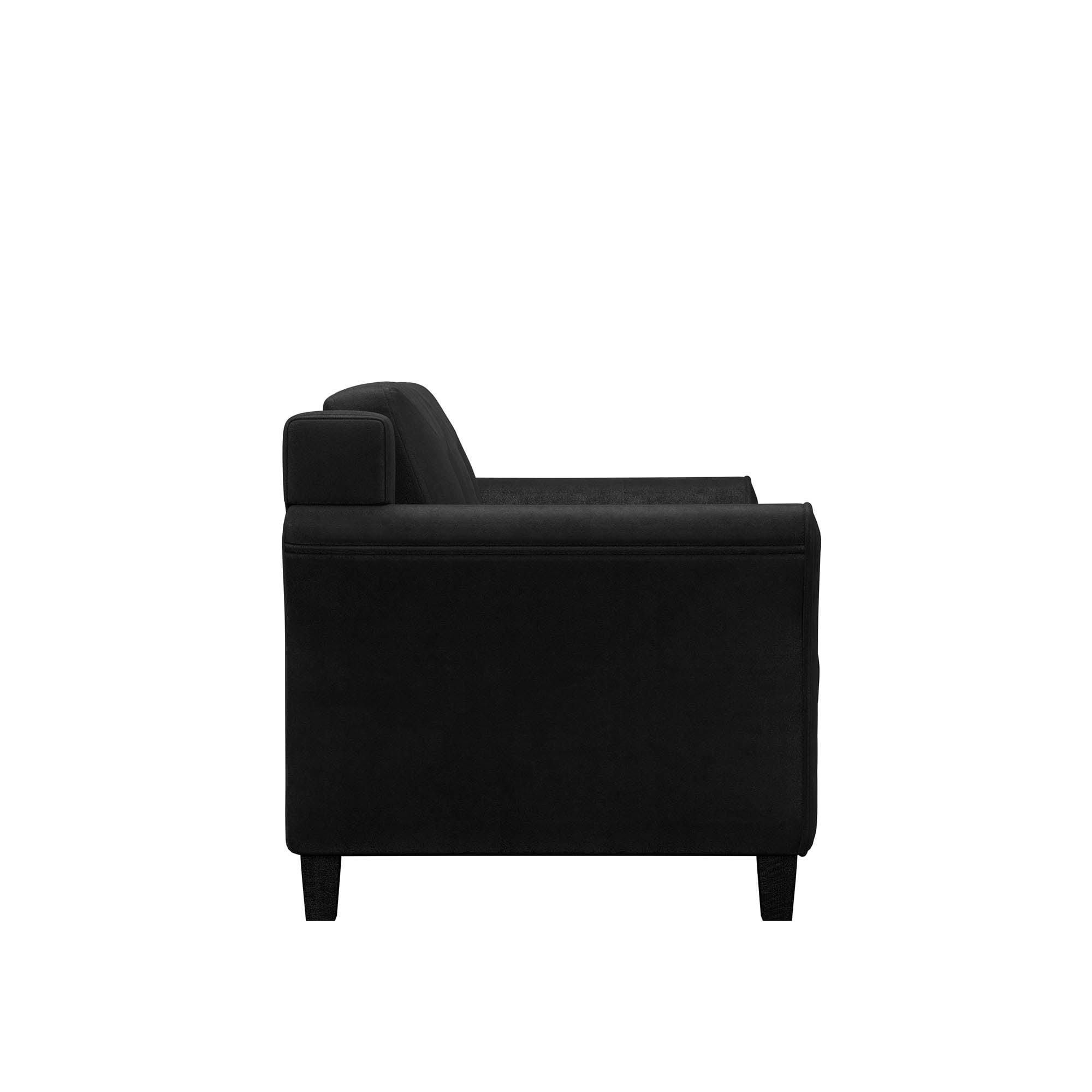 Lifestyle Solutions Taryn Curved Arm Loveseat, Black Fabric