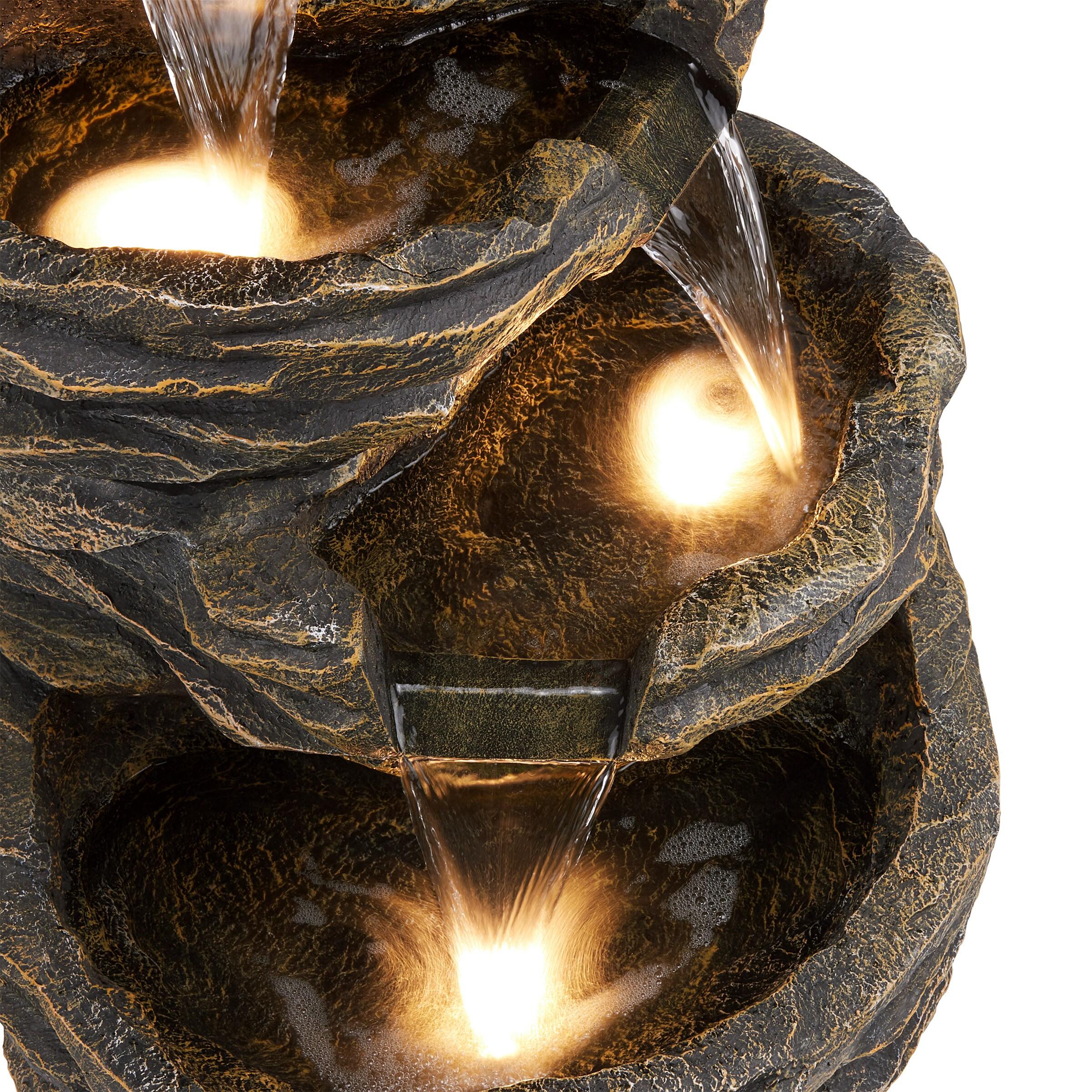 Alpine Corporation Five-Level Rock Waterfall Indoor/Outdoor Fountain