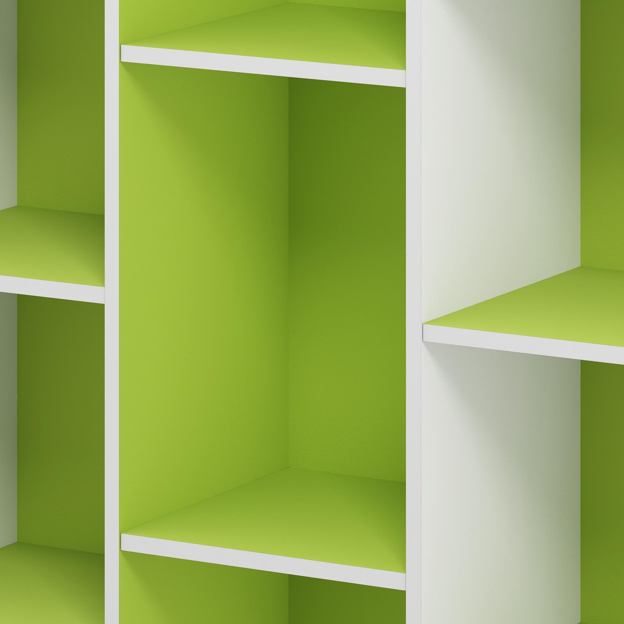 Furinno 3-tier Open Bookcase 11-Cube Floor Standing Storage Shelves Display Cabinet,Green