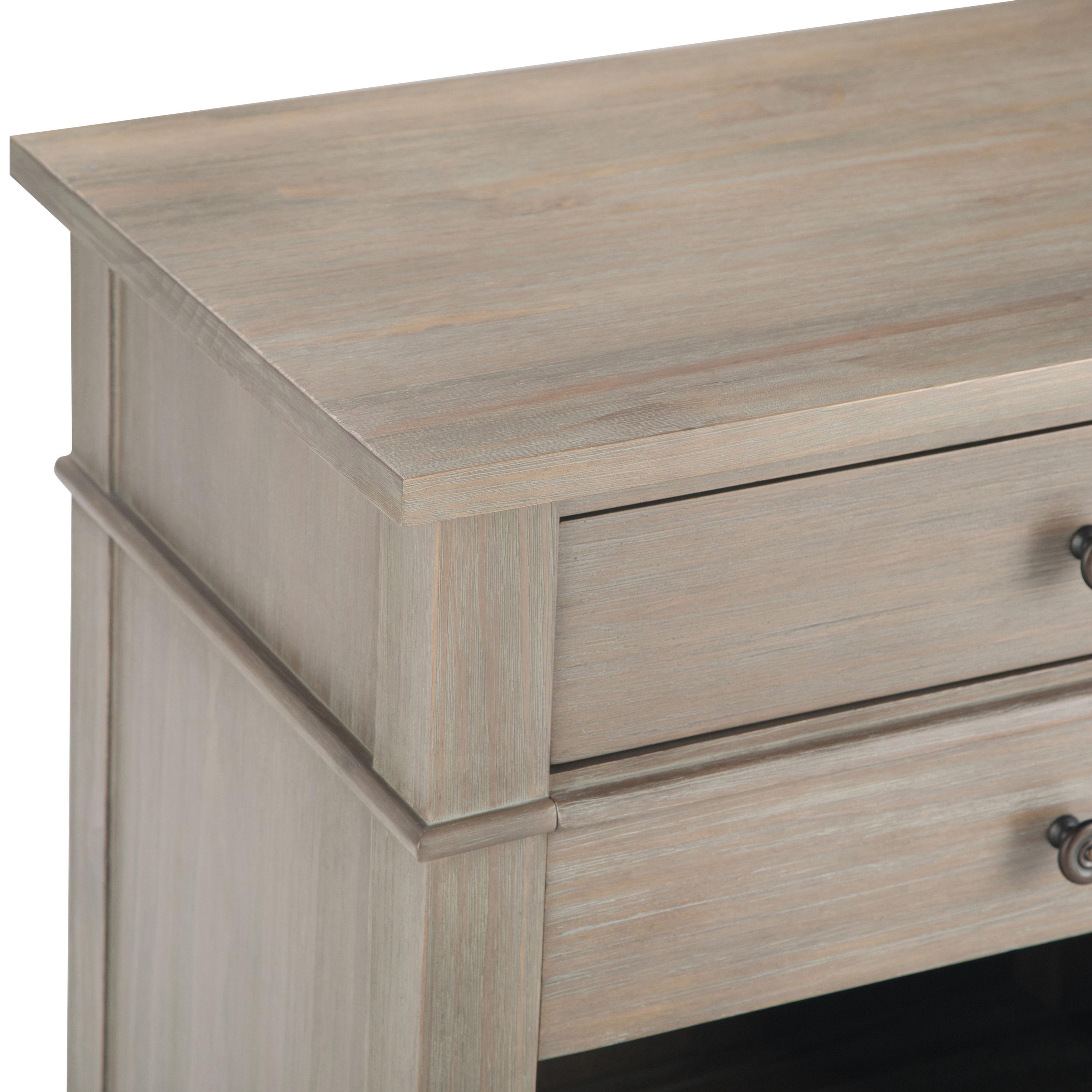 Simpli Home Carlton Solid Wood Bedside Table In Distressed Grey