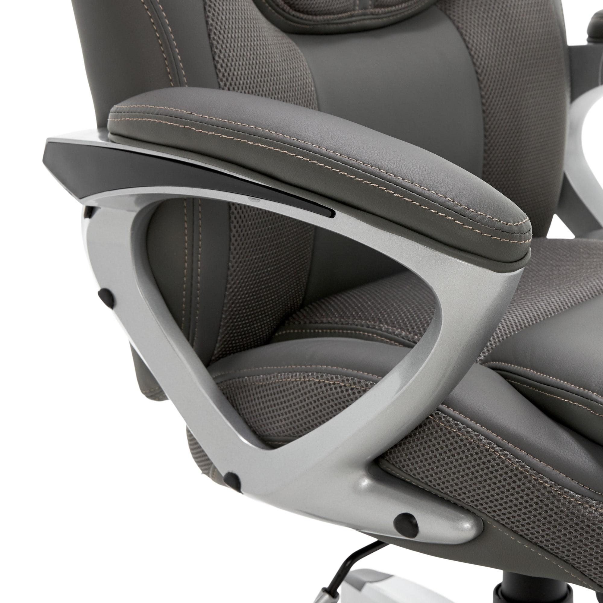 Amplify Executive Mesh Office Chair Seamless Light Gray - Serta: Ergonomic with Fixed Arms & Casters, Adjustable Height