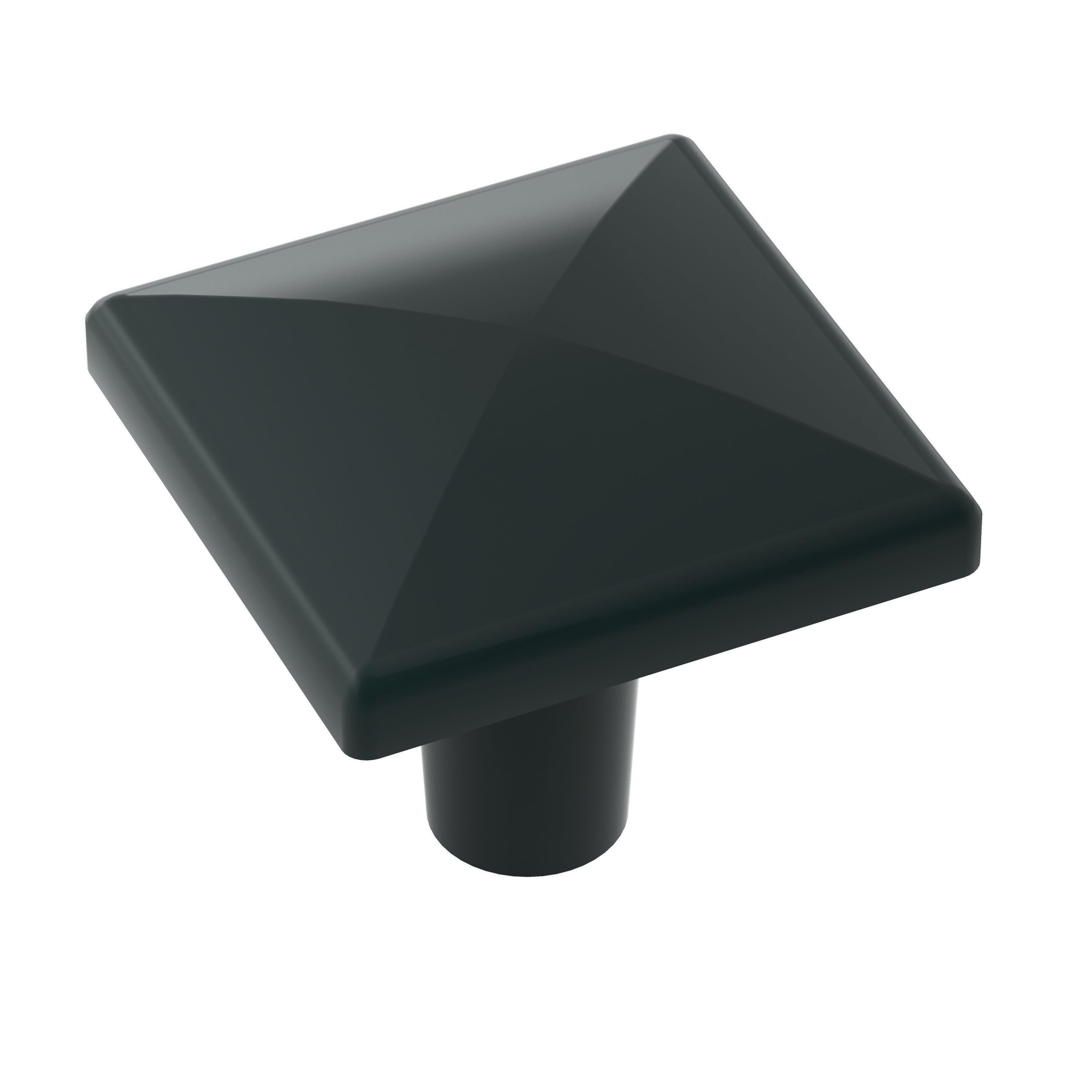 Matte Black Square Modern Cabinet Knob with Mounting Hardware