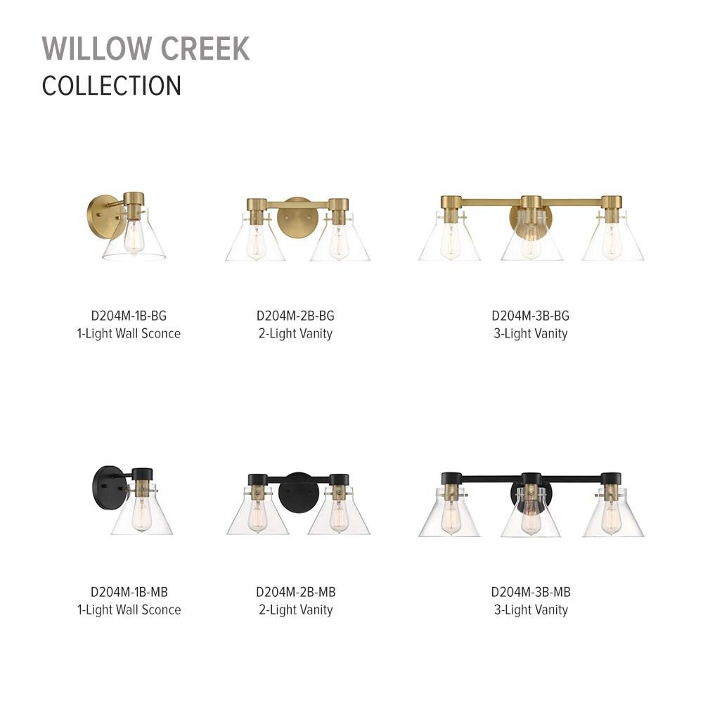 Willow Creek 7.5 inch Brushed Gold Wall Sconce with Clear Glass Shade