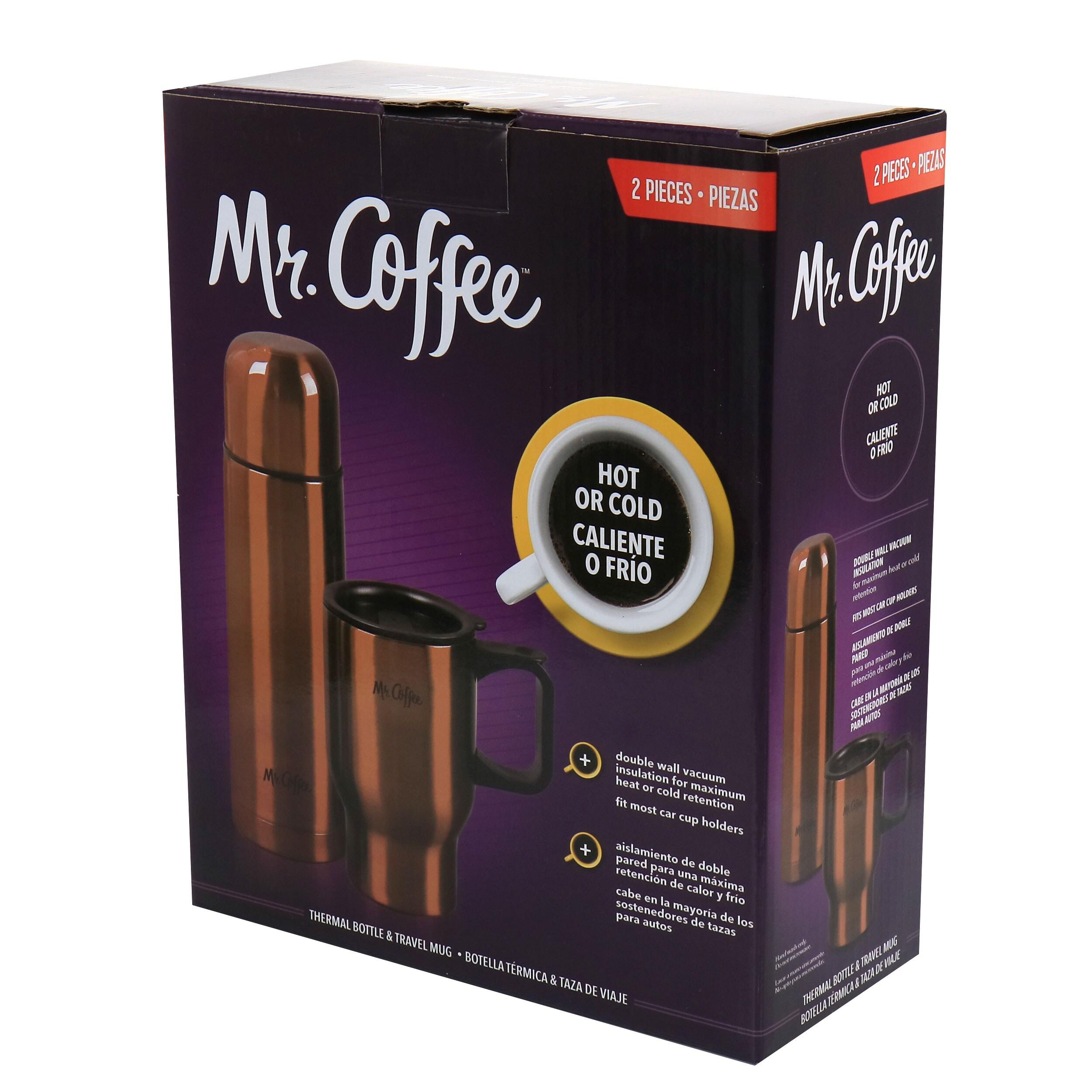 Mr. Coffee Double Wall Stainless Steel Water Bottle and Travel Mug Set