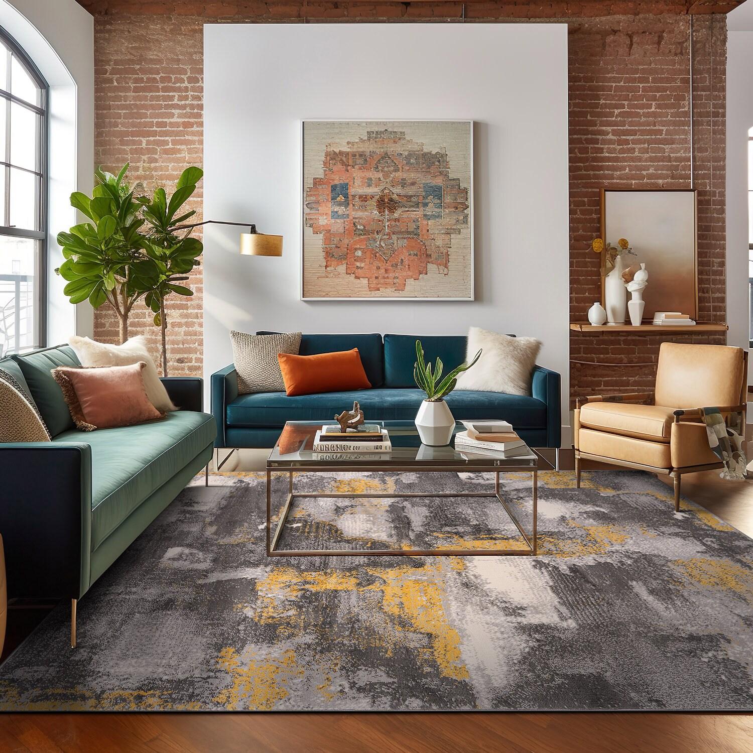 World Rug Gallery Brighton Modern Abstract Area Rug - Yellow 3'3"x5'