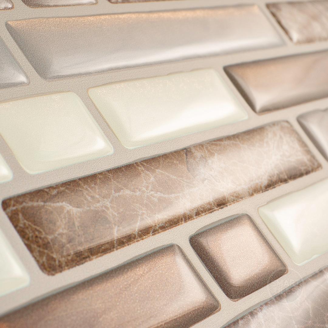 SMART TILES Peel and Stick Backsplash Tiles - 4 sheets of 10in x 10in - 3D Adhesive Peel and Stick Tile Backsplash for Kitchen, Bathroom, Wall Tiles