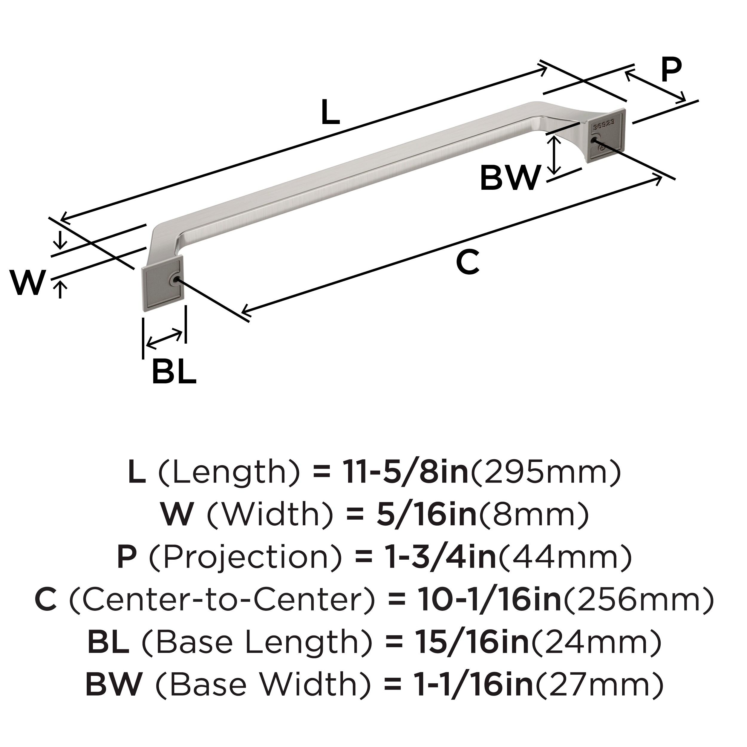 Amerock Exceed 10-1/16 inch (256mm) Center-to-Center Satin Nickel Cabinet Pull