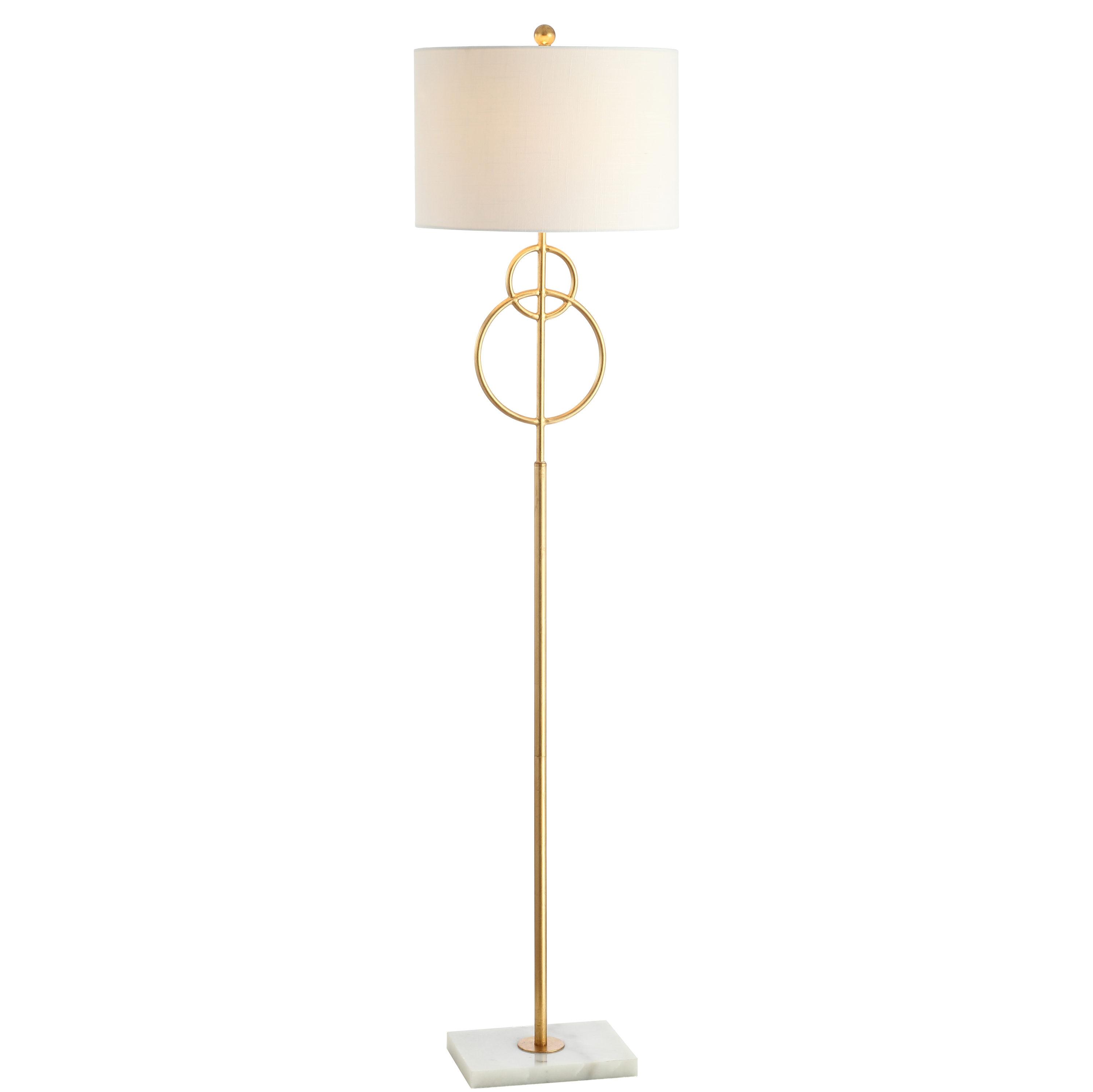 JONATHAN Y JYL1097A Haines 60" Modern Circle Marble/Metal LED Floor Lamp, Classic, Glam, Transitional for living room, dinning room, bedroom, office Bulb Included, Gold