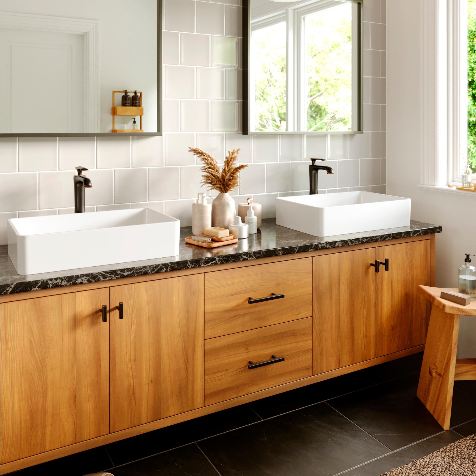 Karran Woodburn Single Handle Single Hole Vessel Bathroom Faucet With Matching Pop-up Drain