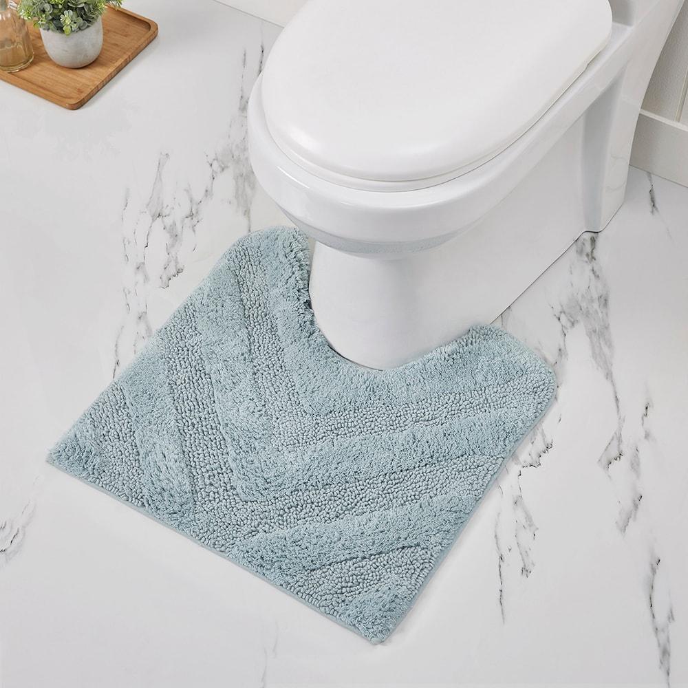 Better Trends Hugo 100% Cotton Tufted Non-Slip Backing Bath Rug 20" x 20" Contour - Blue