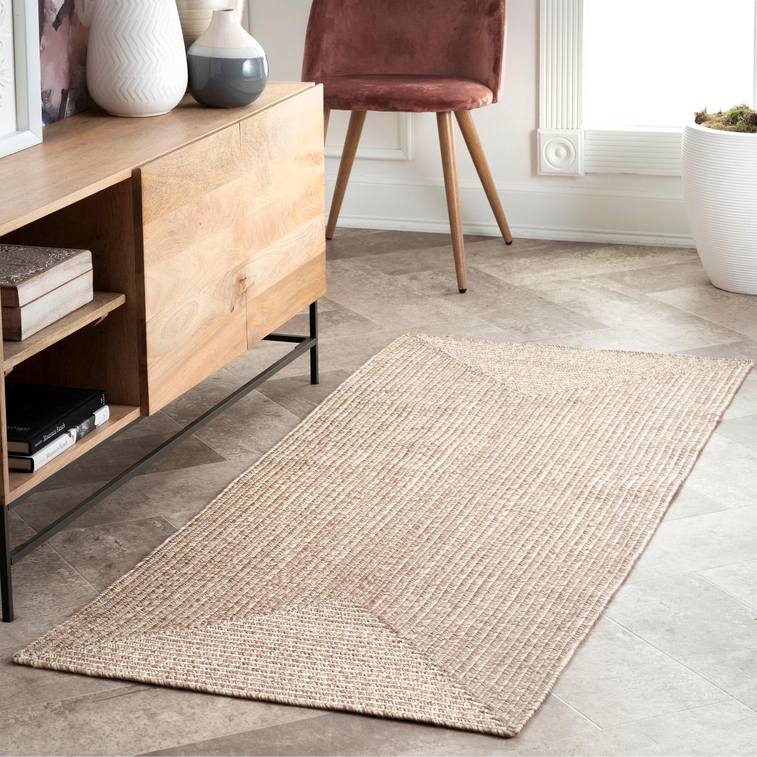 nuLOOM 2' x 14' Solid Hand Braided Indoor/Outdoor Area Rug, Pet-Friendly, High Traffic, Weather Resistant, for Patio, Balcony, Bedroom, Living, Dining Room, Wynn Tan