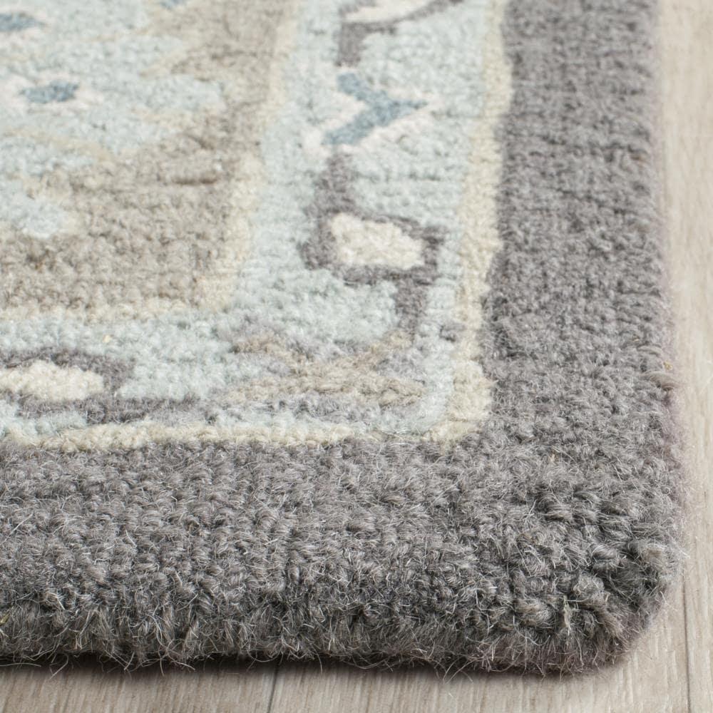 Blossom BLM217 Hand Tufted Area Rug - Dark Grey/Light Brown - 6'x6' - Safavieh..