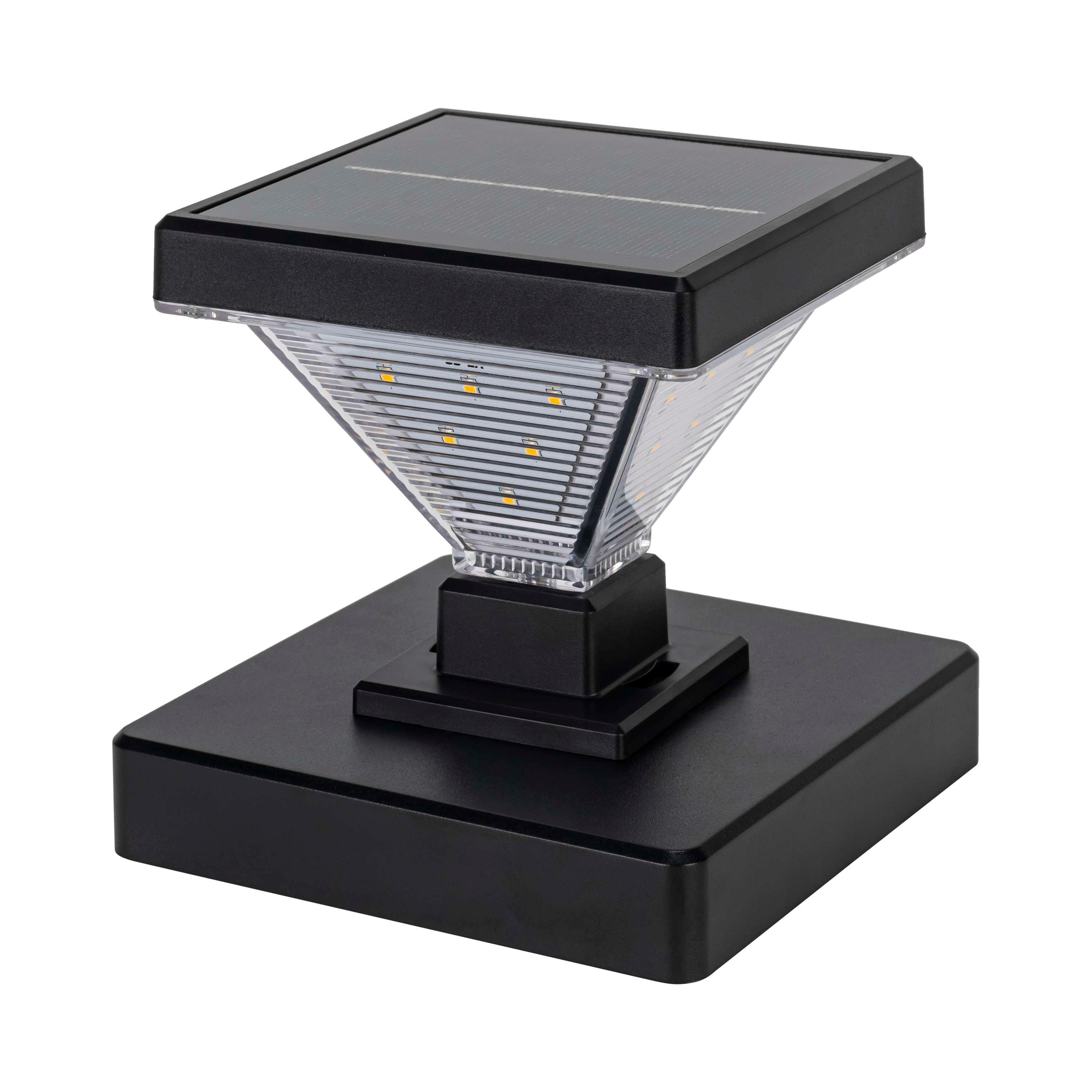 Luxor Black 4x4 and 5x5 Solar LED Deck Post Cap Light with Warm White and Hi/Lo Mode for Backyard and Wood Fence(2-Pack) (Set of 2)