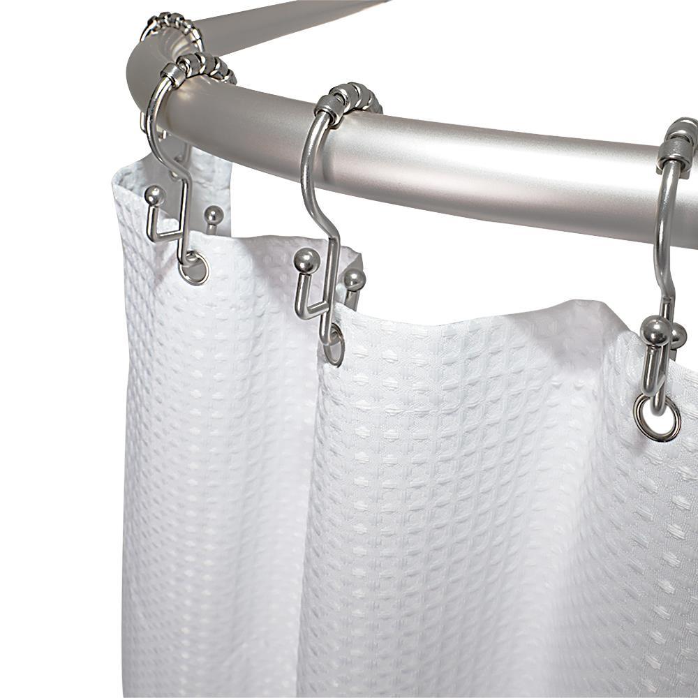 Utopia Alley Durable Rustproof Aluminium Crafted Shower Rod With Ceiling Support for Freestanding Tubs and Bathtubs, D Shape Curved Shower Rod, 60" Large Size by 25", Brushed Nickel