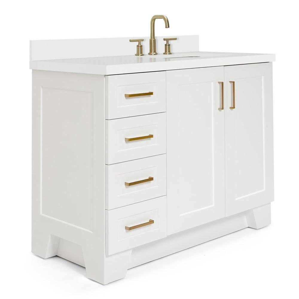 Taylor 43" White Freestanding Bathroom Vanity with Quartz Top