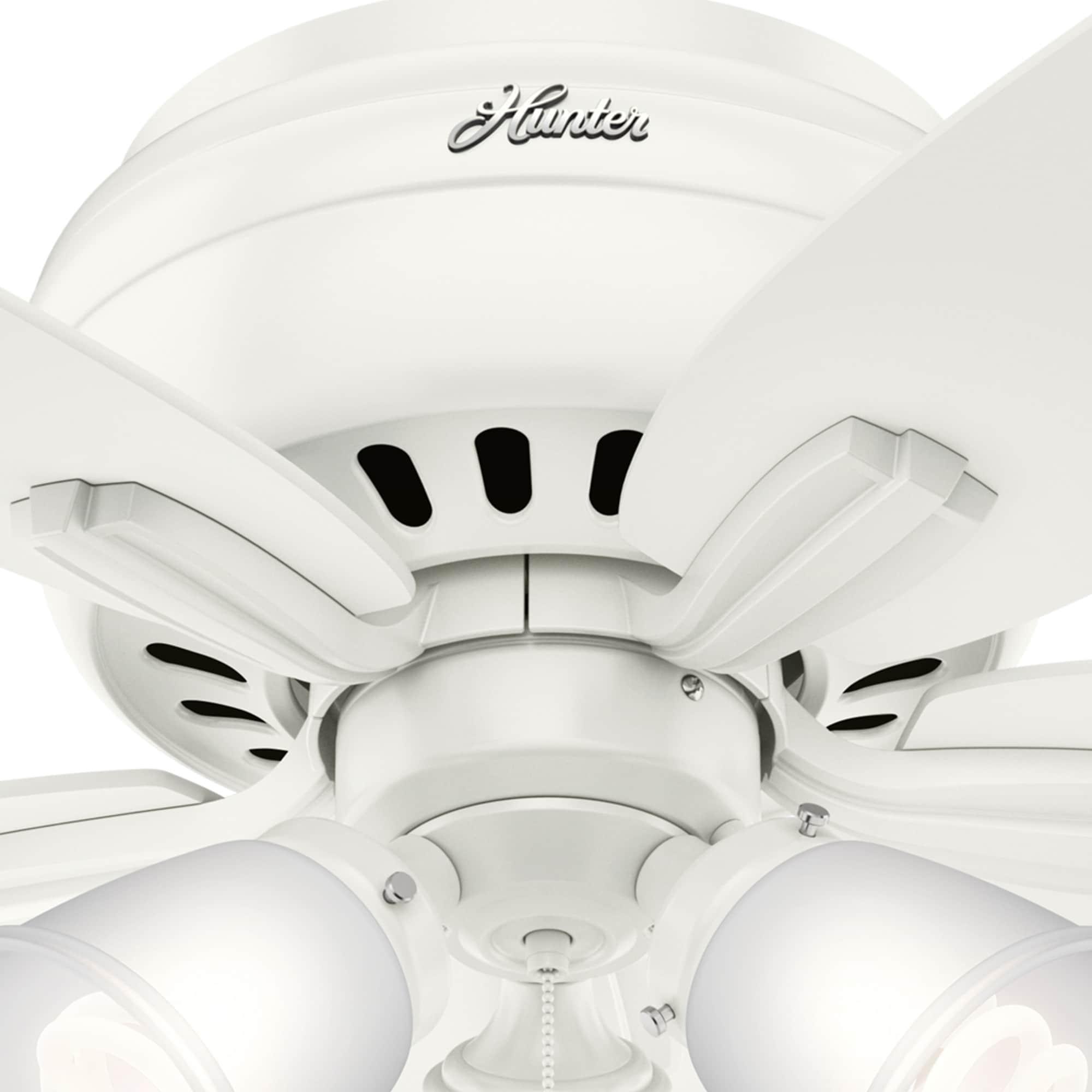 Hunter Fan Newsome 42" 5 - Blade Traditional Indoor Flush Mount Ceiling Fan with Lights and Pull Chains
