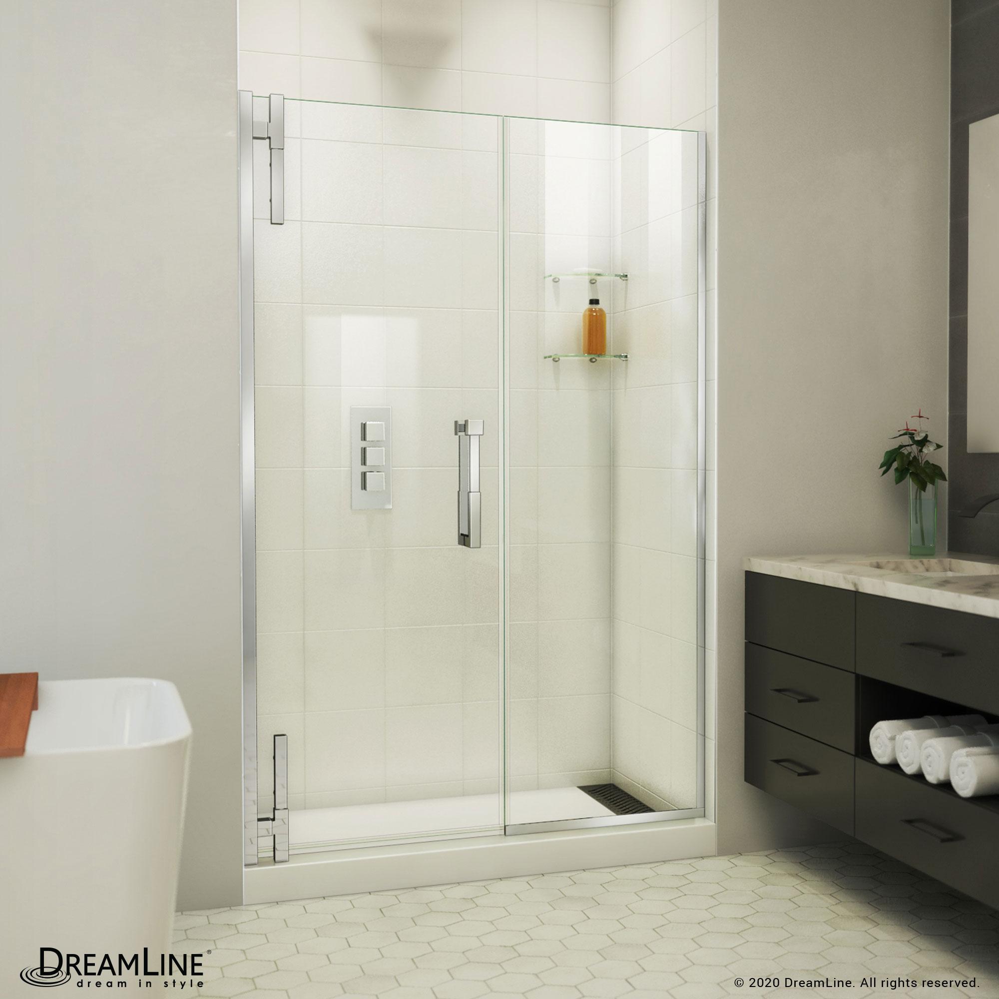 DreamLine Ascend 64-65 in. W x 72 in. H Frameless Pivot Shower Door