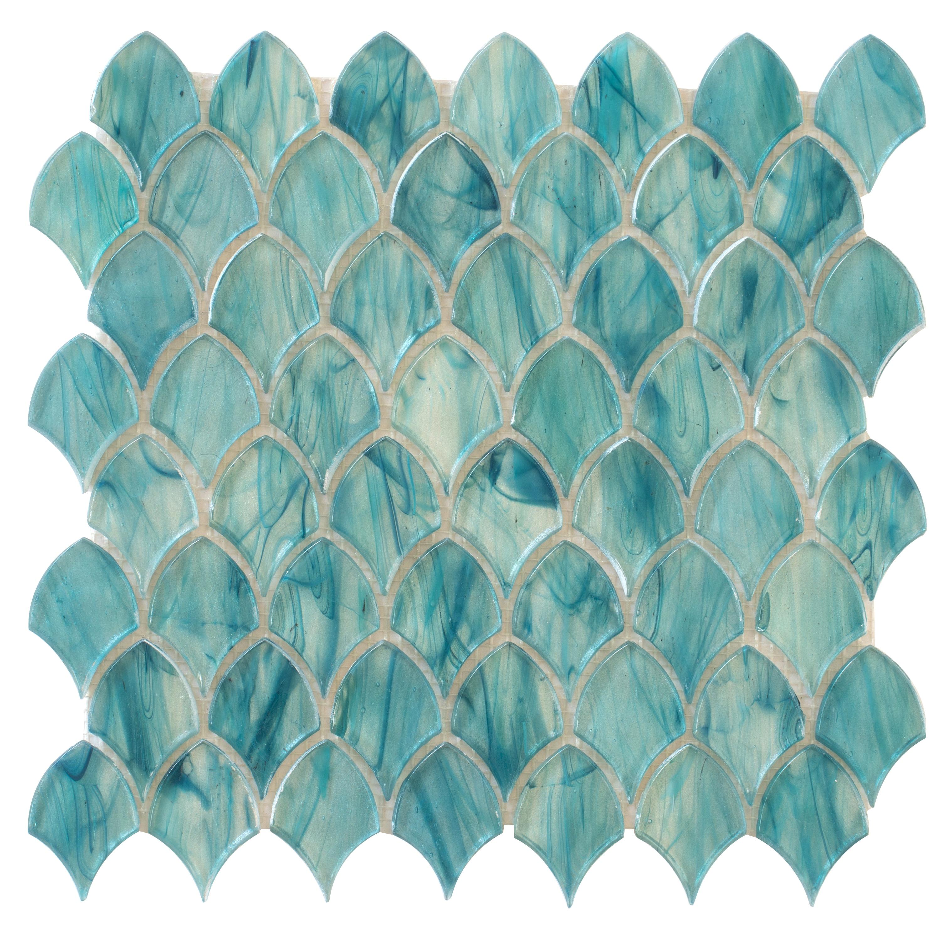 Majeste 0.5" x 2" Glass Fish Scale Mosaic Wall & Floor Tile