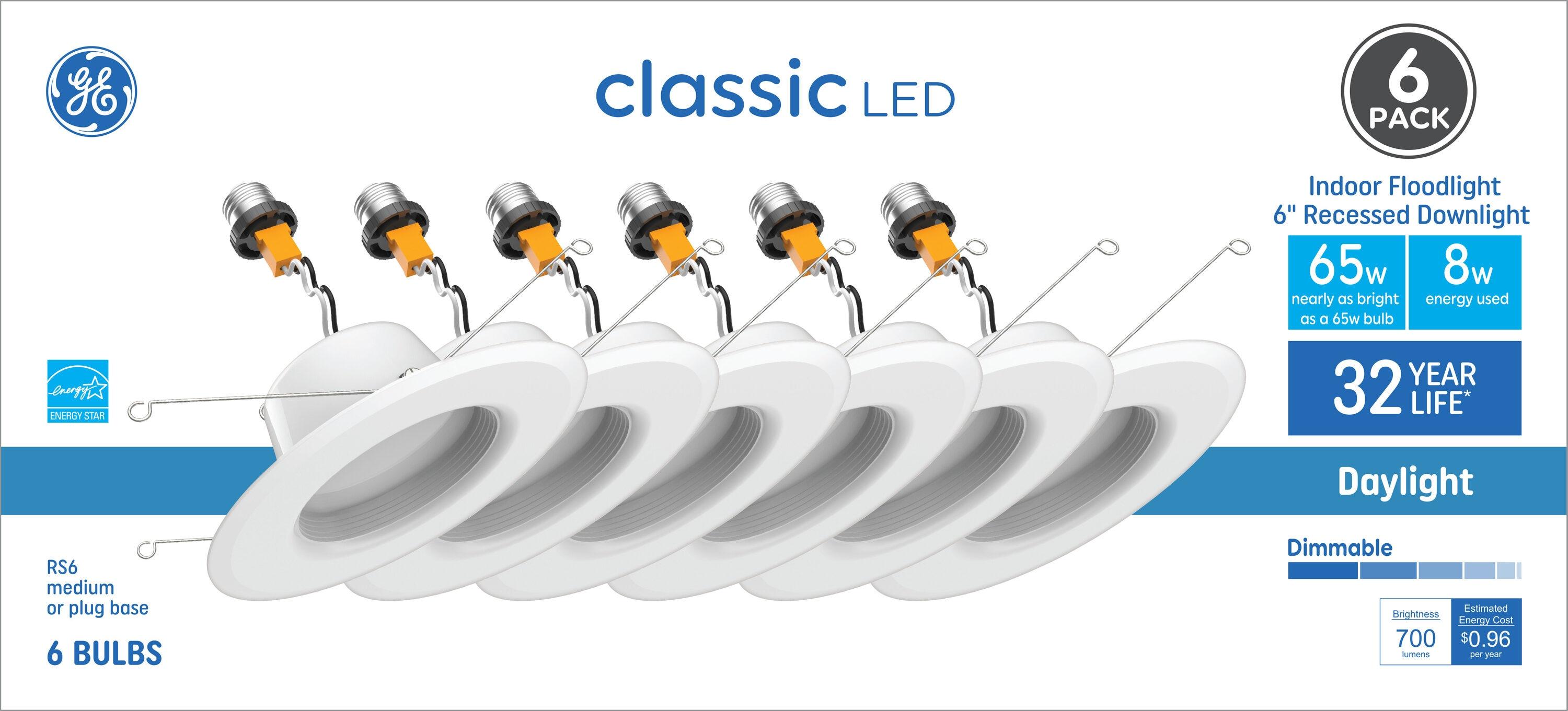 GE Household Lighting 6pk Recessed Can Classic Daylight 65W Light Bulb