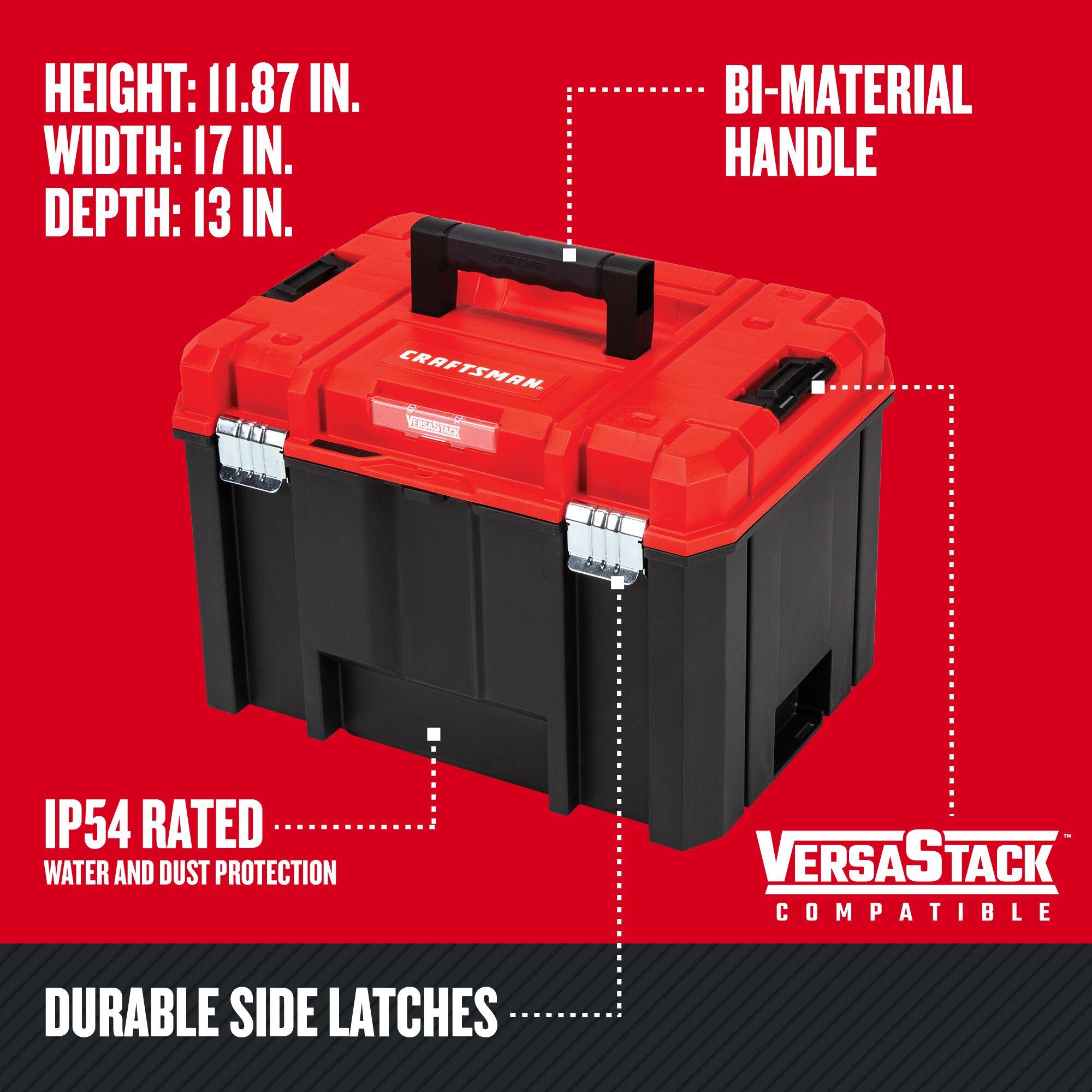 CRAFTSMAN Versastack System 17-in Red Plastic Lockable Tool Box