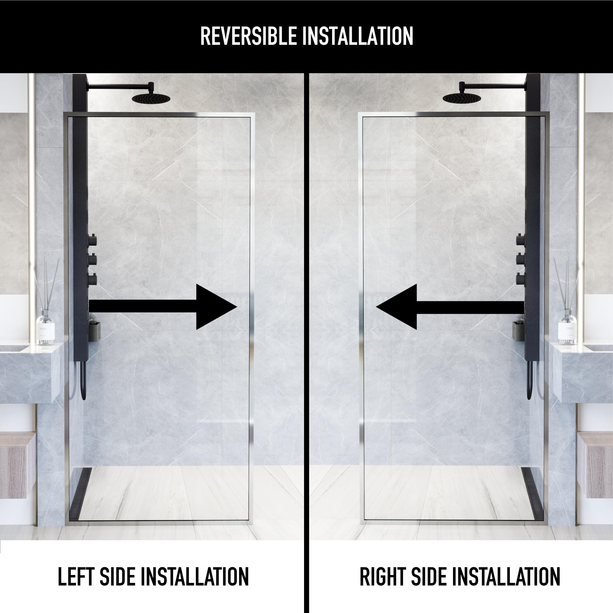 Meridian 34" W x 74" H Fixed Framed Shower Screen with 3/8" Glass
