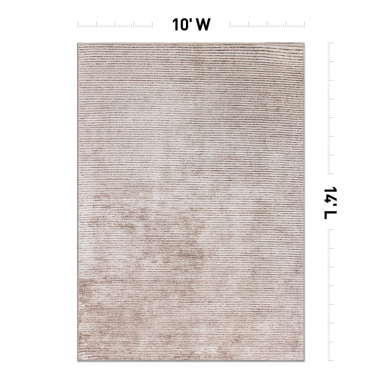 World Rug Gallery Contemporary Distressed Stripe Machine Washable 10'x14' Beige Area Rug