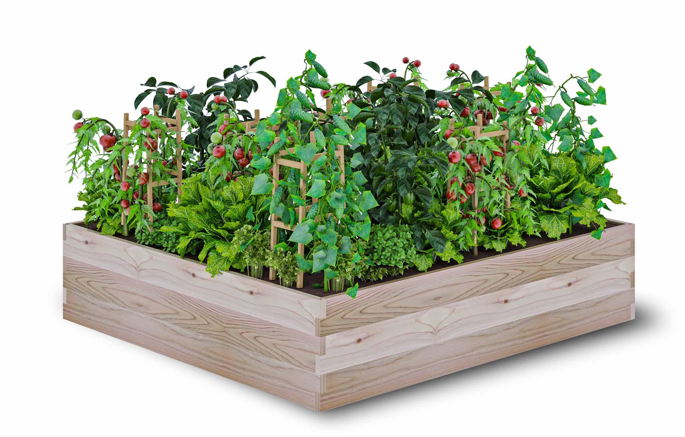 CedarCraft Ground Cedar Planter Square Outdoor Garden Bed Natural 45"x45"x10.5"