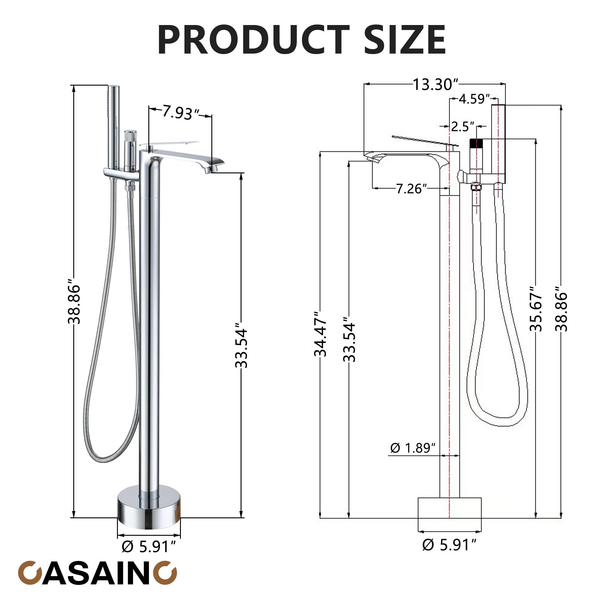 Single Handle Free Standing Bathtub Faucet with Diverter and Handshower