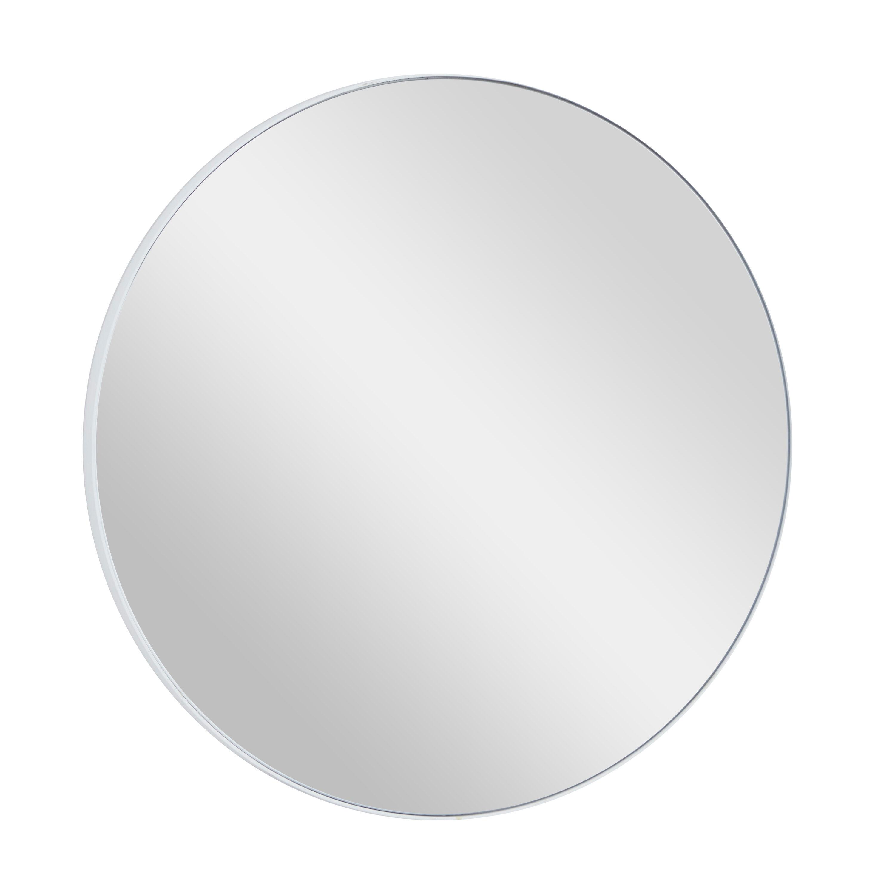 24 in. x 24 in. Simplistic Round Framed White Wall Mirror with Thin Minimalistic Frame