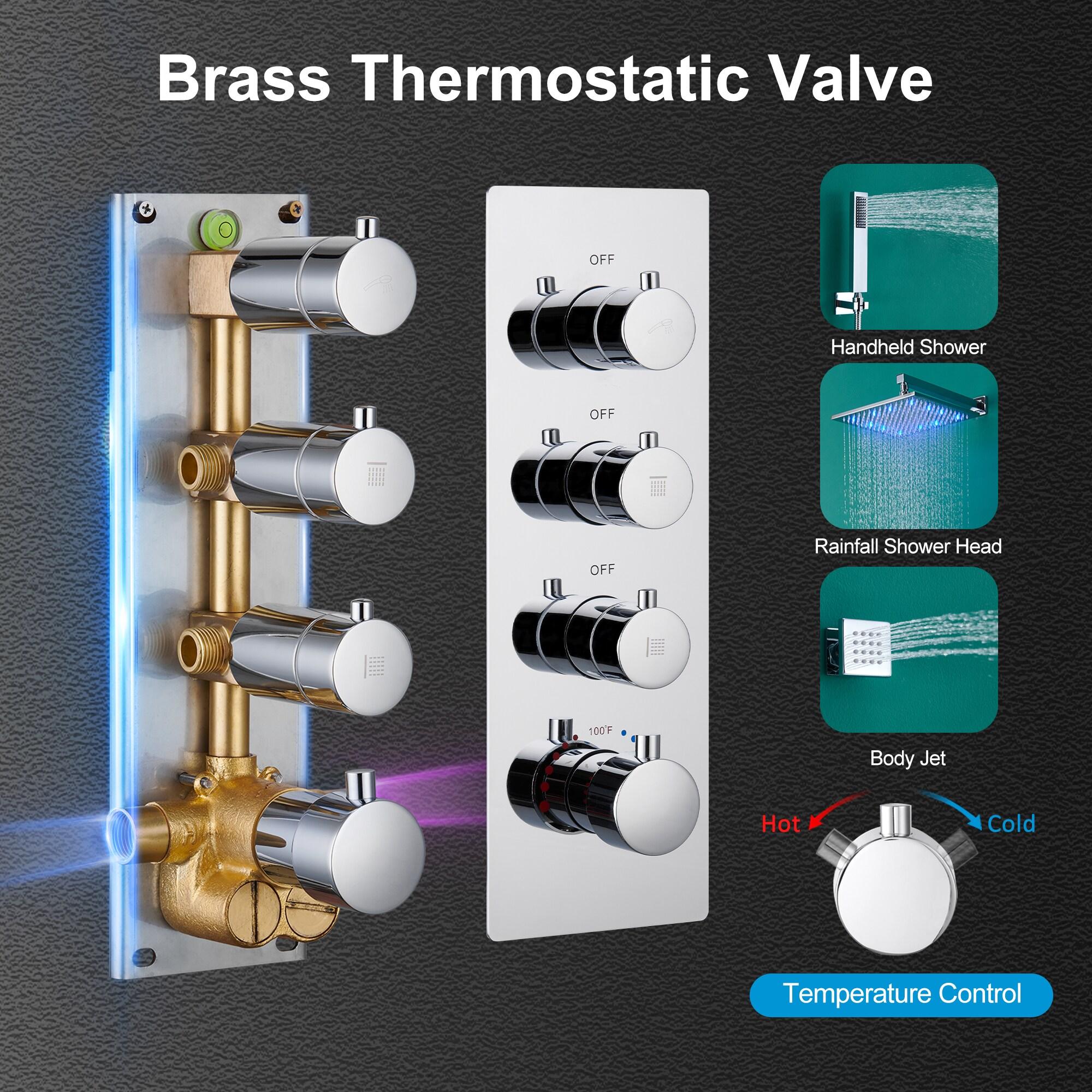 Revitalize 12 Inch Luxury Thermostatic Complete Shower System with Rough-in Valve