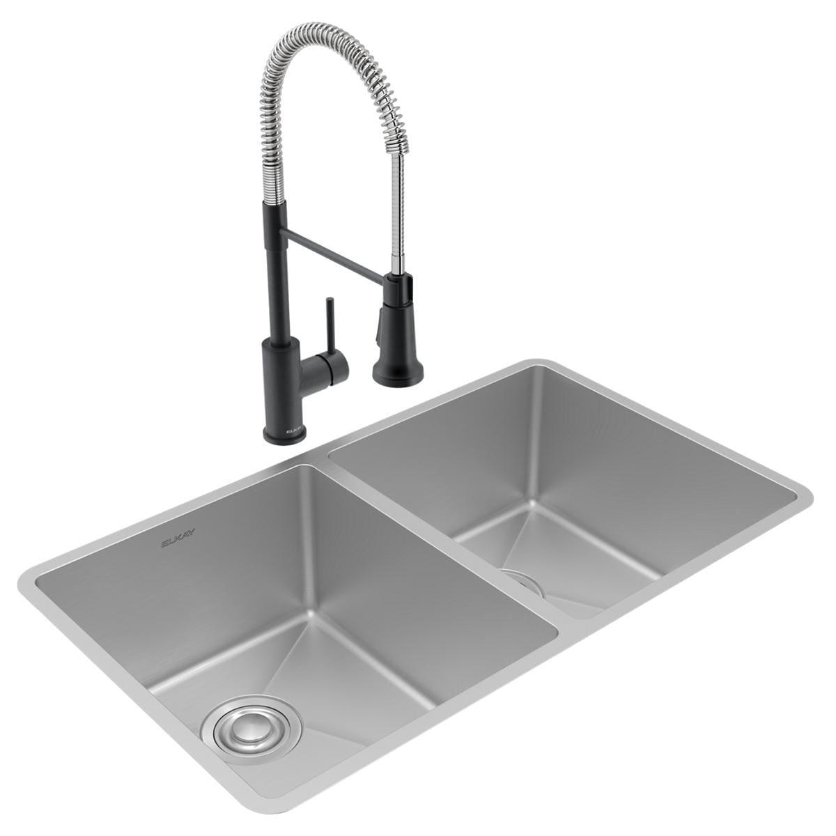 Elkay Fireclay 33" L x 20" W Double Basin Farmhouse Kitchen Sink