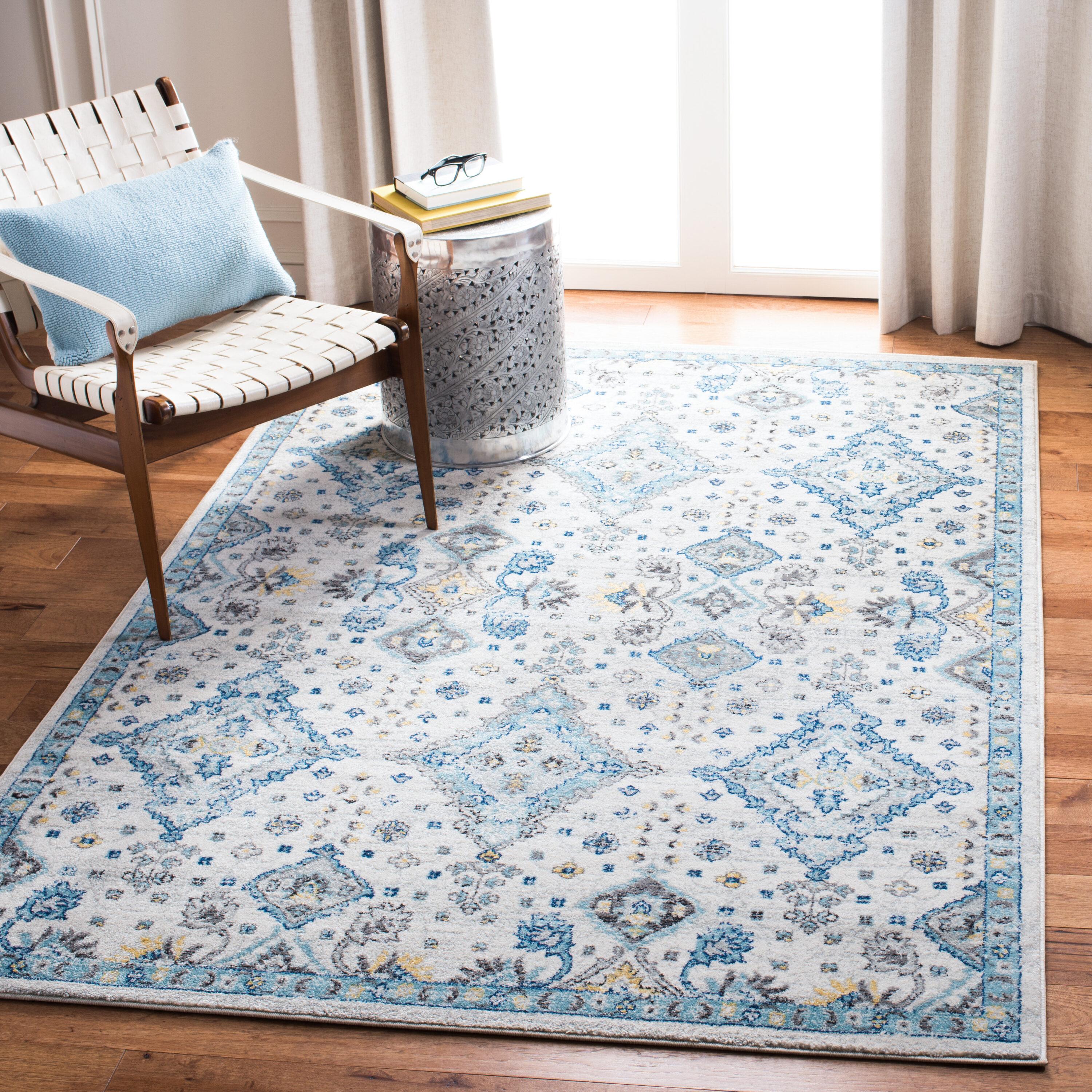Evoke EVK224 Power Loomed Accent Rug - Ivory/Light Blue - 3'x5' - Safavieh.