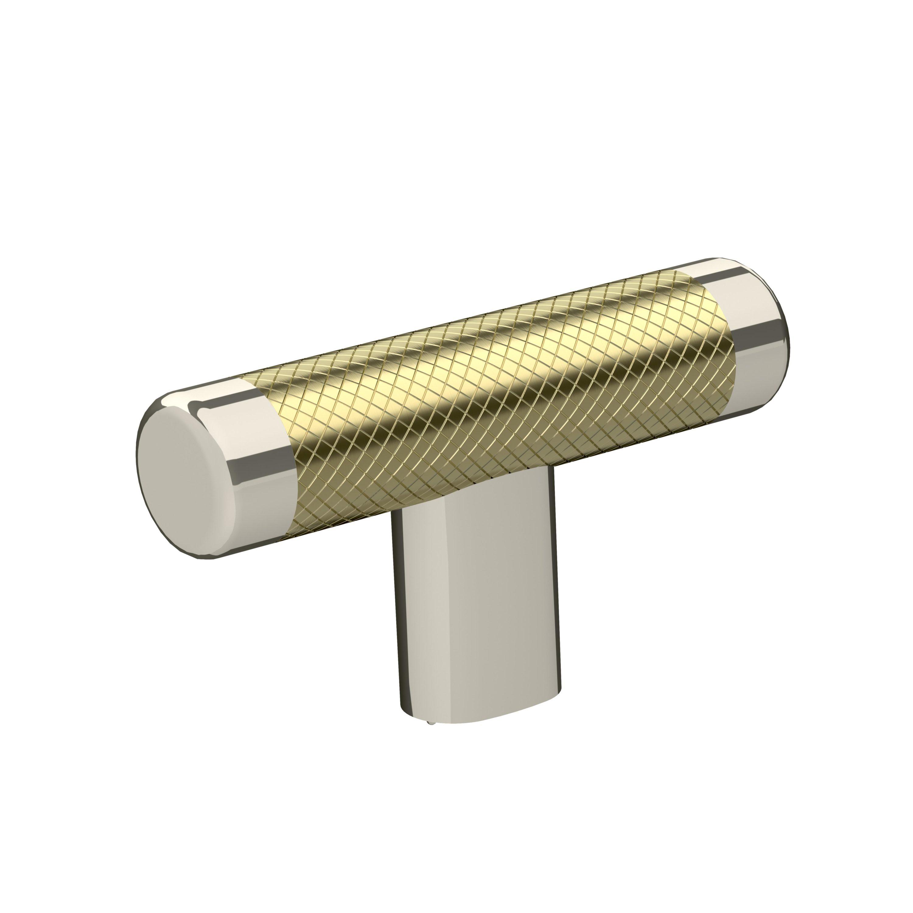 Amerock Esquire 2-5/8 inch (67mm) Length Polished Nickel/Golden Champagne Cabinet Knob