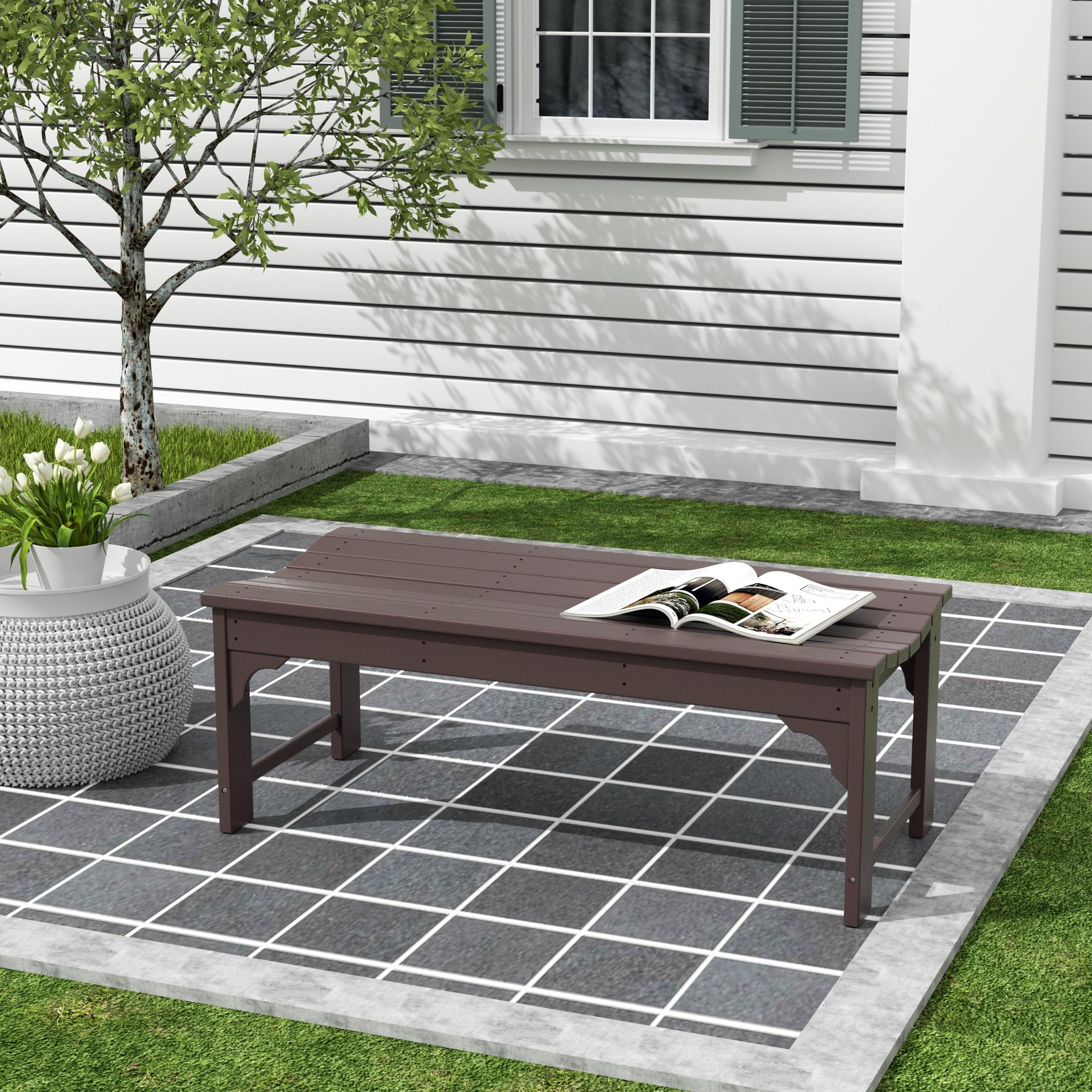 Westin Outdoors Malibu WO 48" Length Backless Poly Wood Outdoor/Garden Bench, Dark Brown