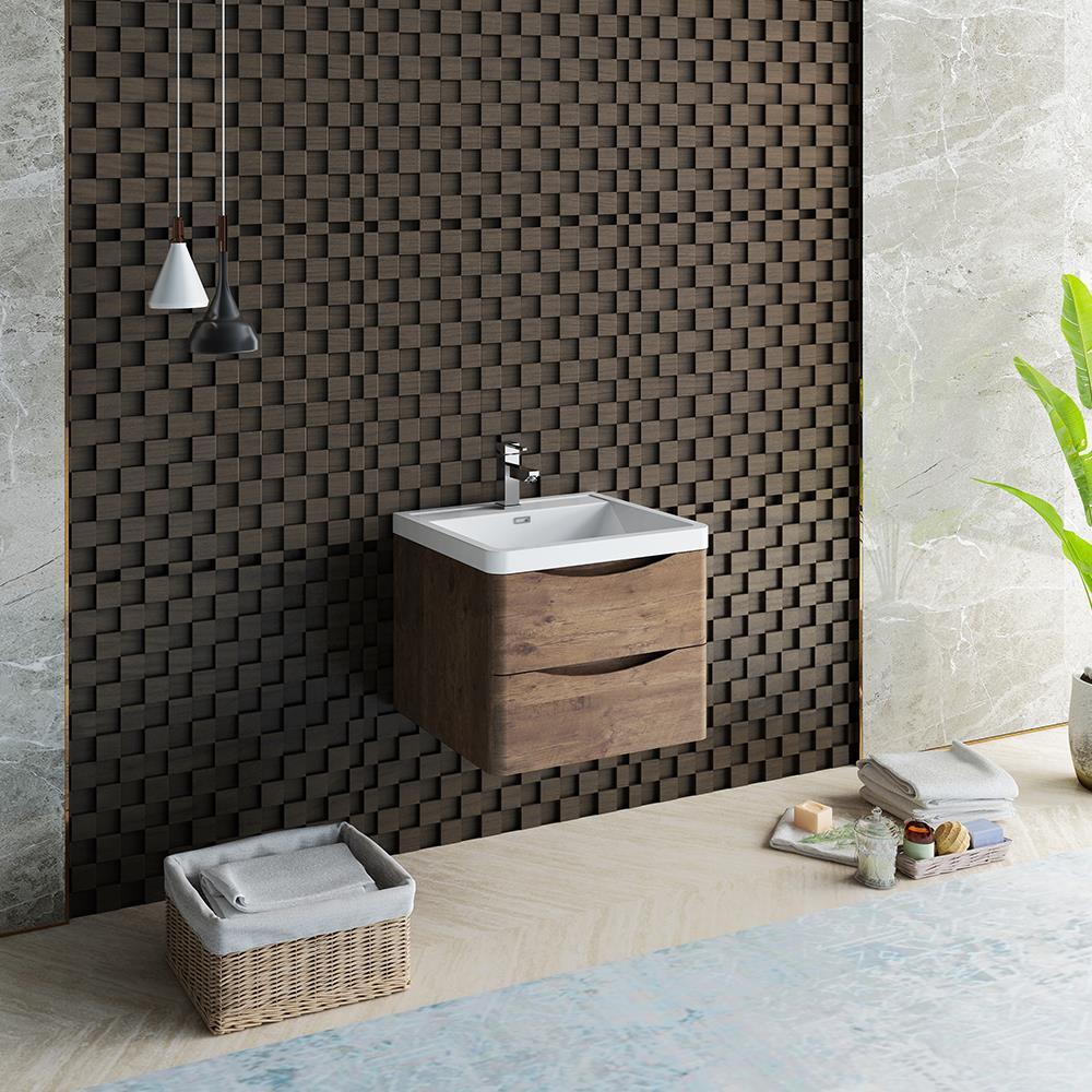 Tuscany 24" Wall Mount Modern Bathroom Vanity with Integrated Single Sink - Faucet Not Included