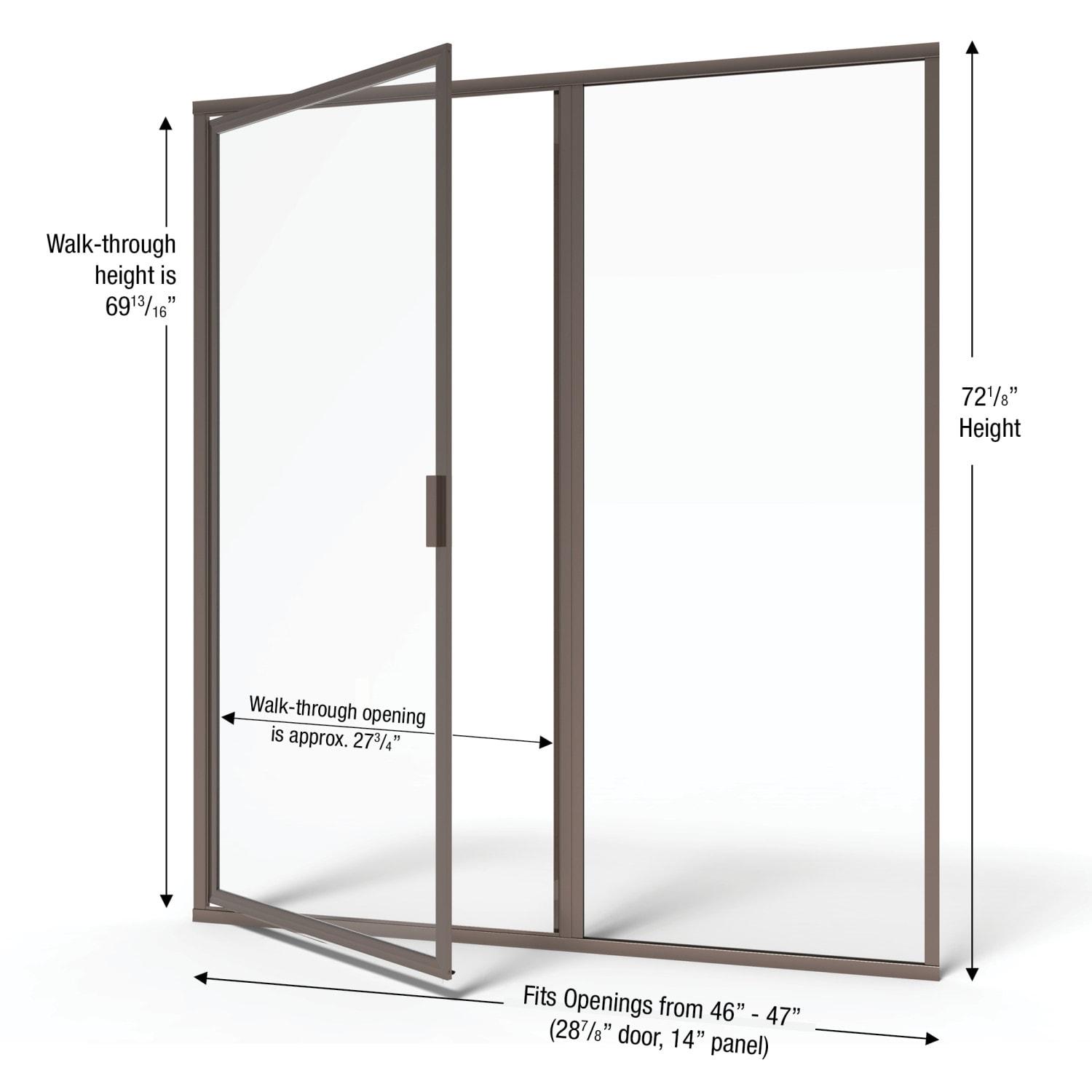 Deluxe 47" x 72.13" Pivot Framed Shower Door