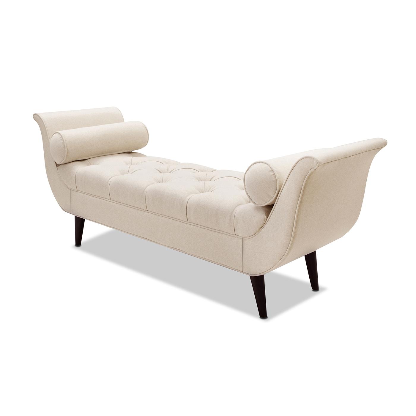Alma Tufted Flare Arm Entryway Bench, Sky Neutral
