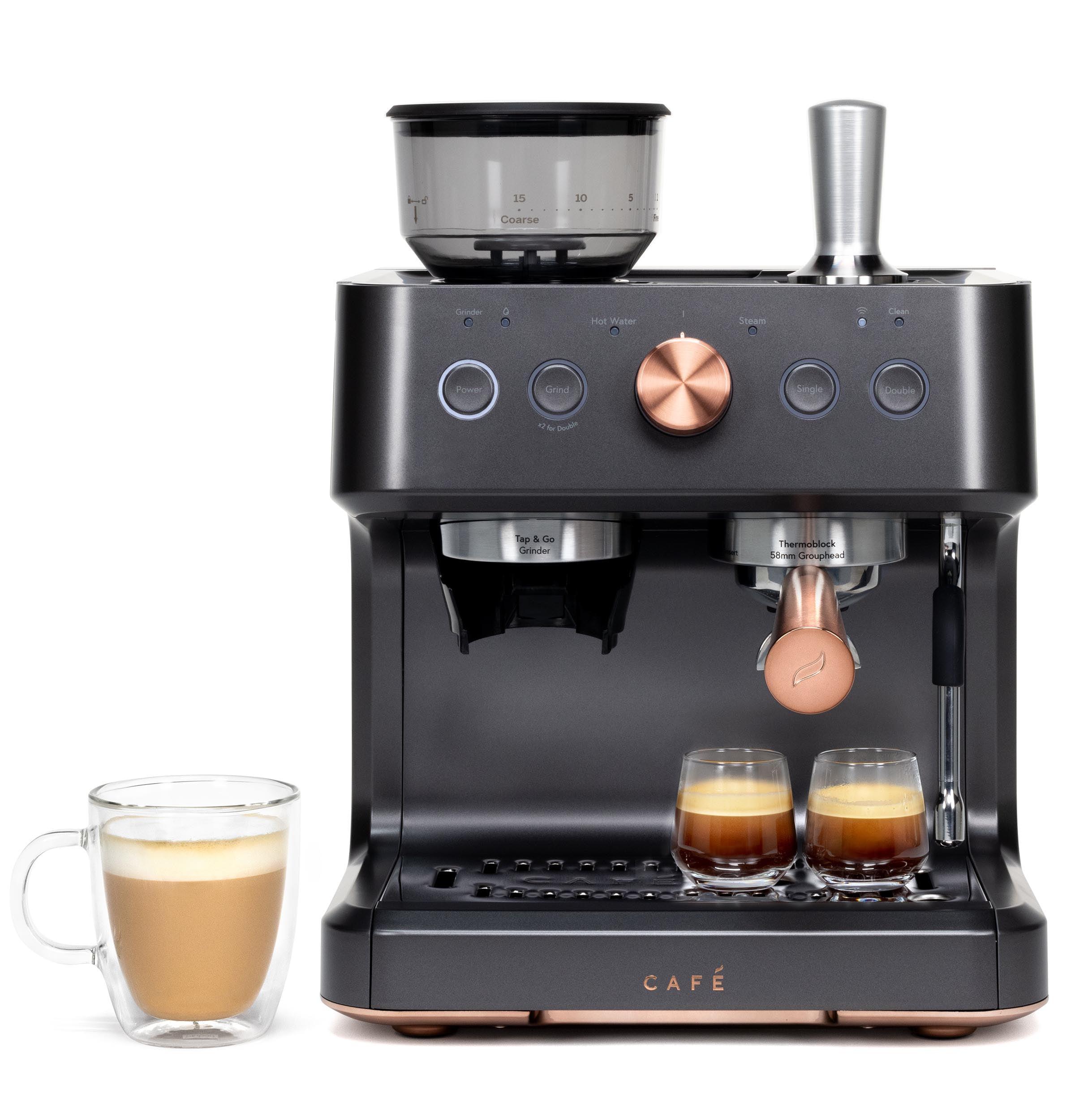 CAFE Bellissimo Semi-Automatic Espresso Machine + Frother Matte Black: GE Appliances, Espresso Maker with Grinder, 2.5L Capacity
